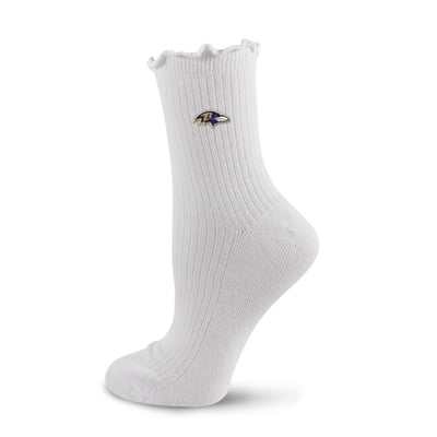  Baltimore Ravens PRO Compression Logo Lettuce Hem Quarter Socks - White