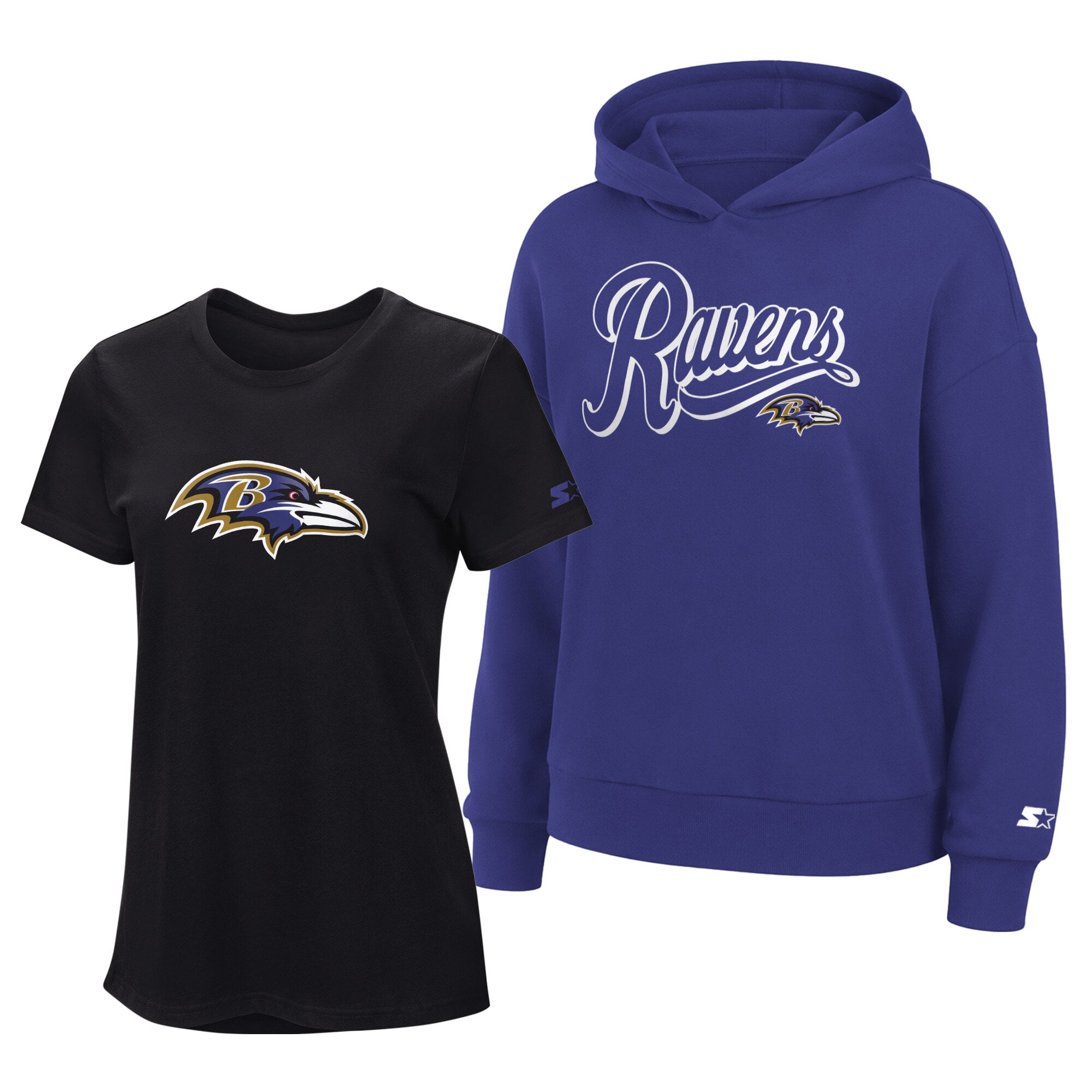 Ensemble sweat à capuche et t-shirt noir/violet Baltimore Ravens pour femme (Starter)
