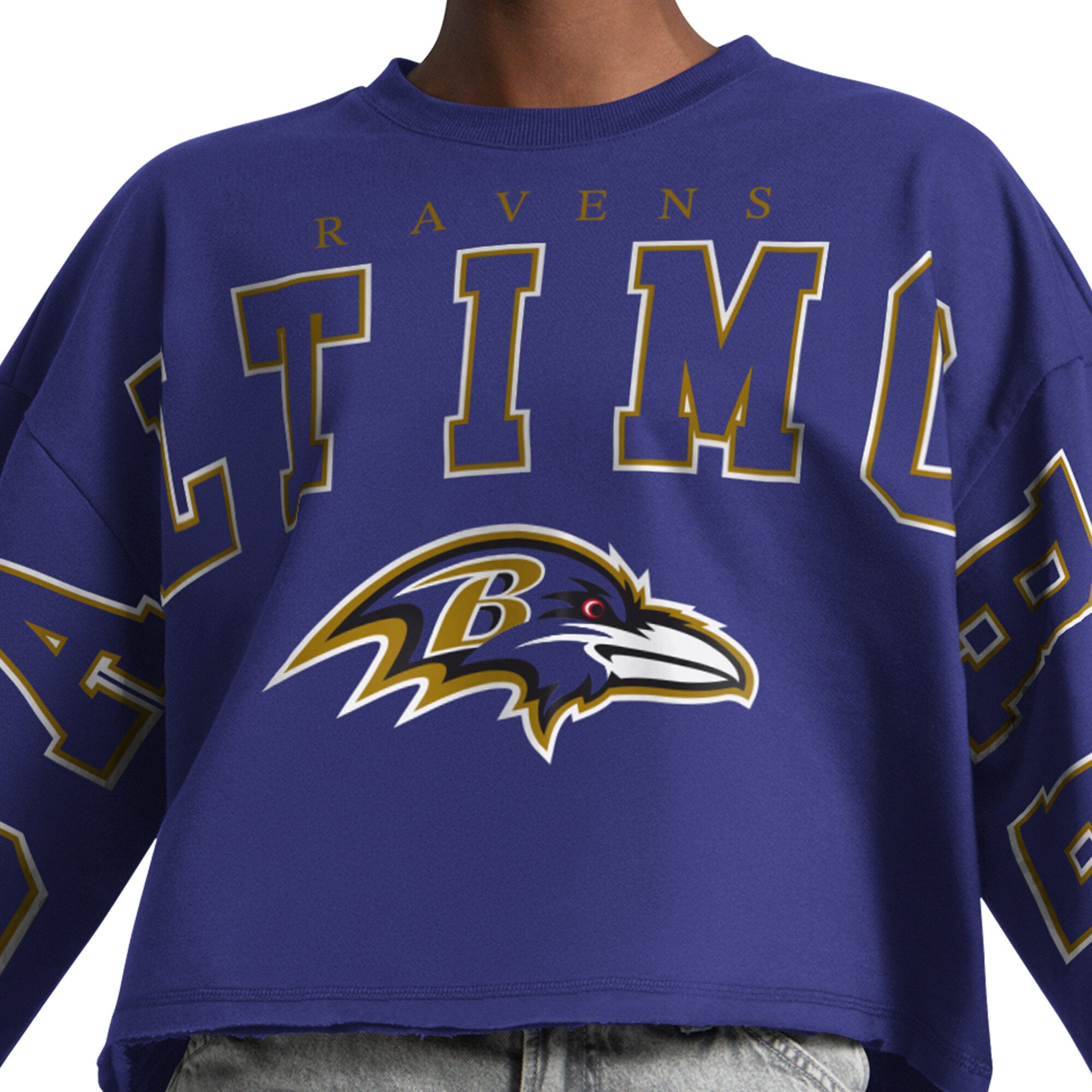 Sweat-shirt court Starter violet pour femme, modèle Baltimore Ravens Bleachers