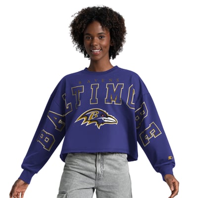 Baltimore Ravens Starter Women's Bleachers Cropped Sweatshirt - Purple