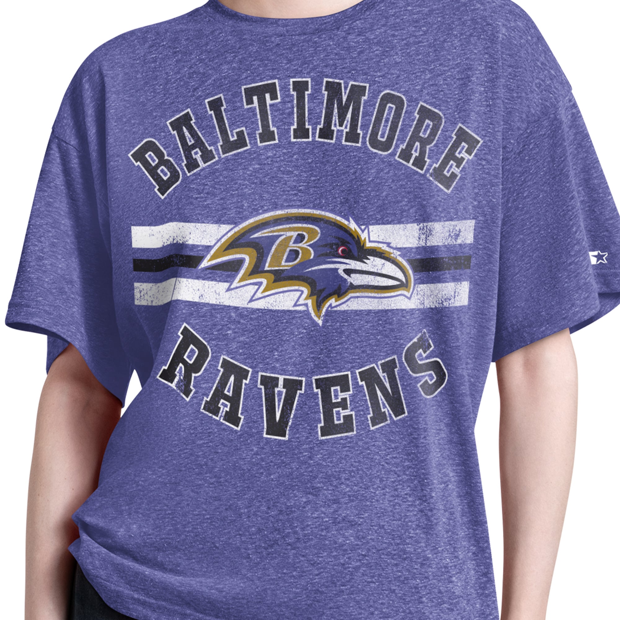 T-shirt Starter violet pour femme, modèle Baltimore Ravens Jump Shot Boyfriend Tri-Blend