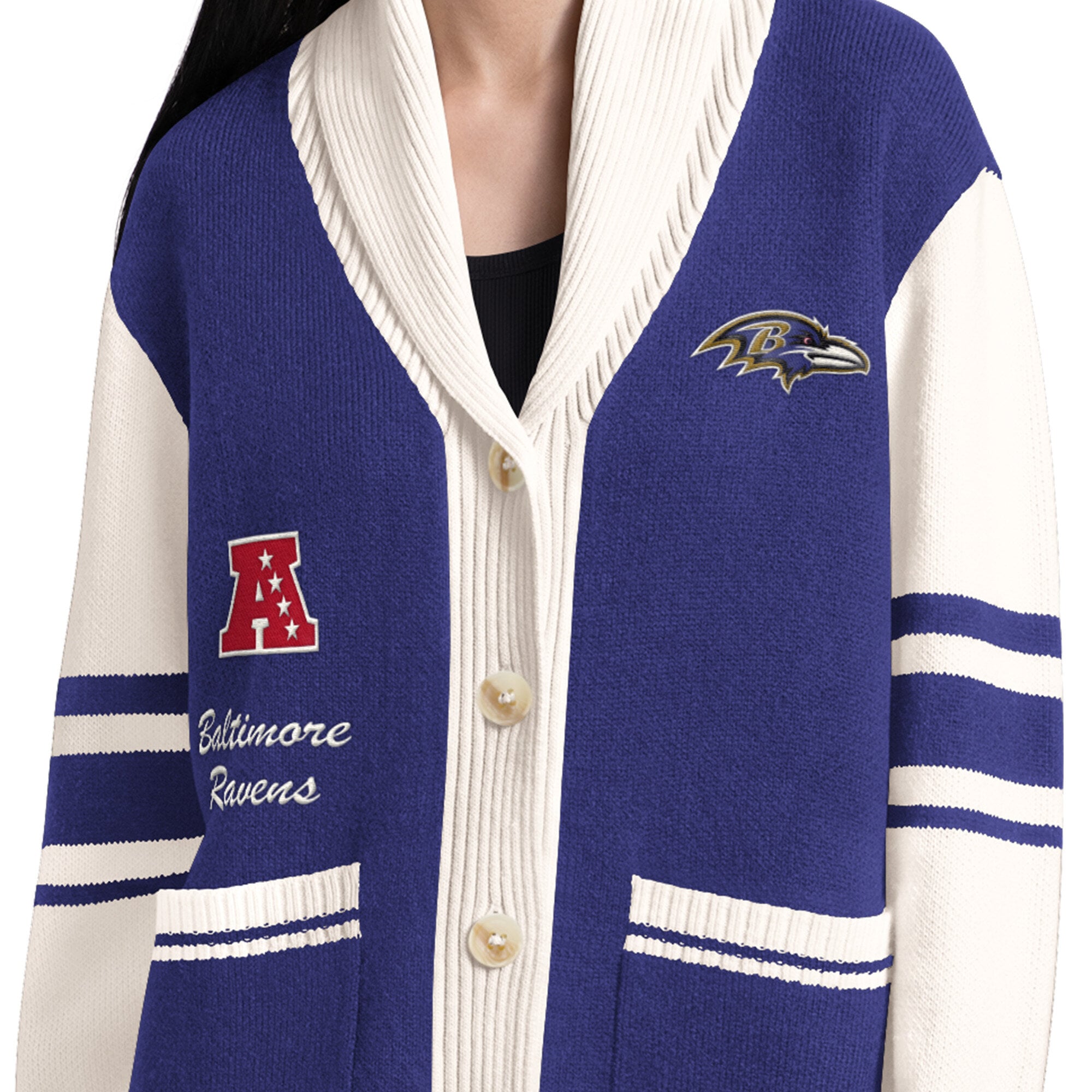 Gilet boutonné à col châle Starter violet Baltimore Ravens Strike Zone pour femme