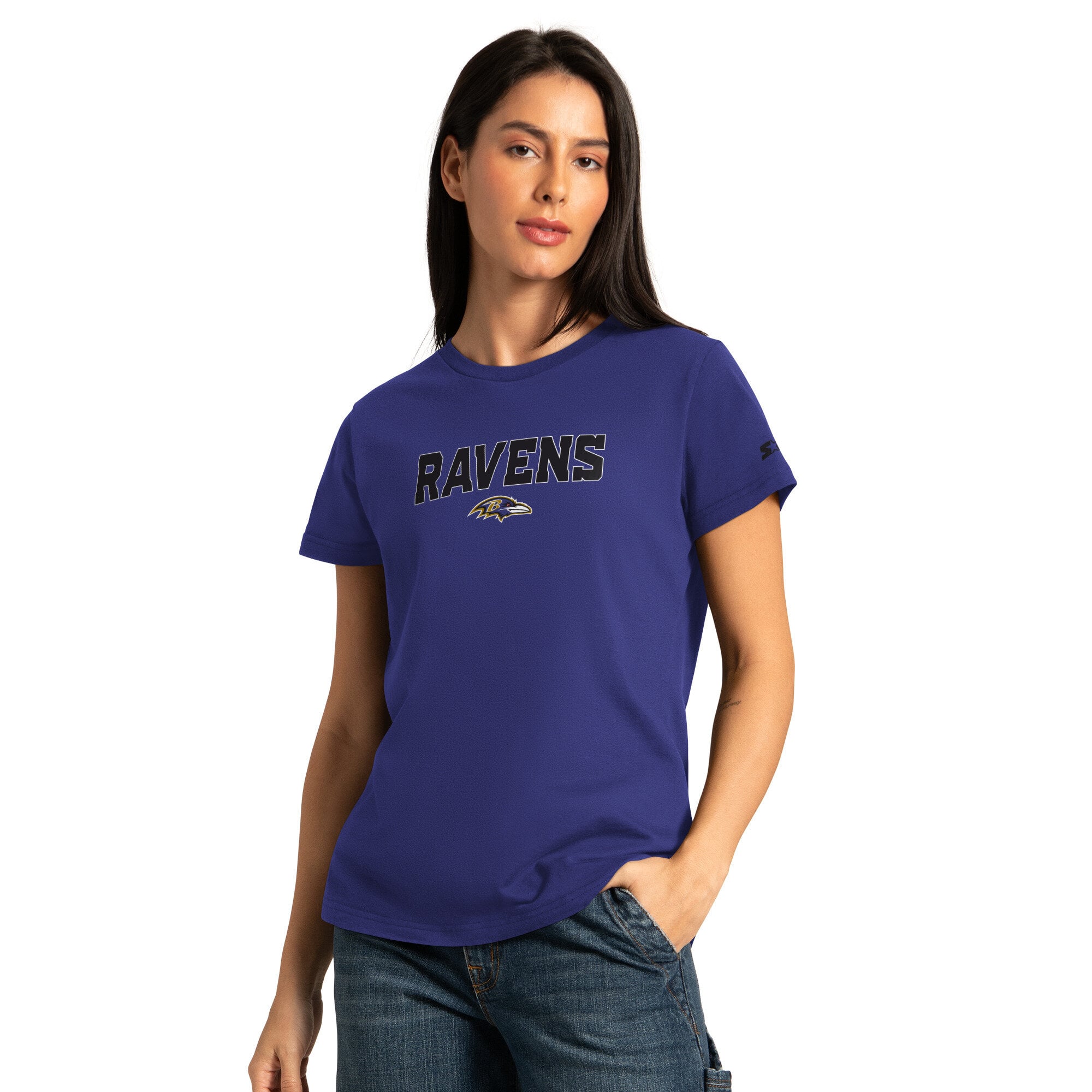 Pack de t-shirts à manches courtes et longues Starter pour femmes, violet/gris cendré, Baltimore Ravens