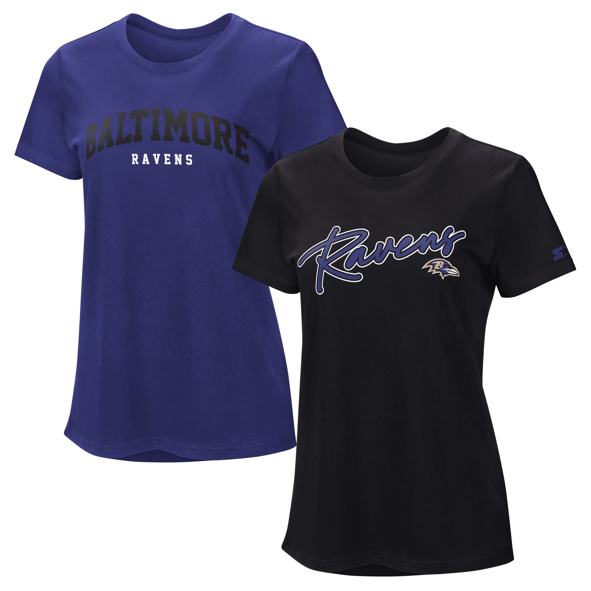 Pack de t-shirts Starter violet/noir pour femmes des Ravens Baltimore