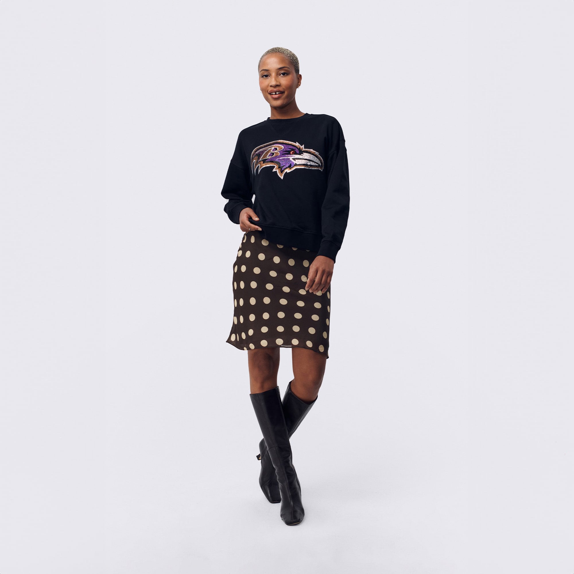 Sweat-shirt Terez noir pour femme avec logo en pierre précieuse des Ravens de Baltimore