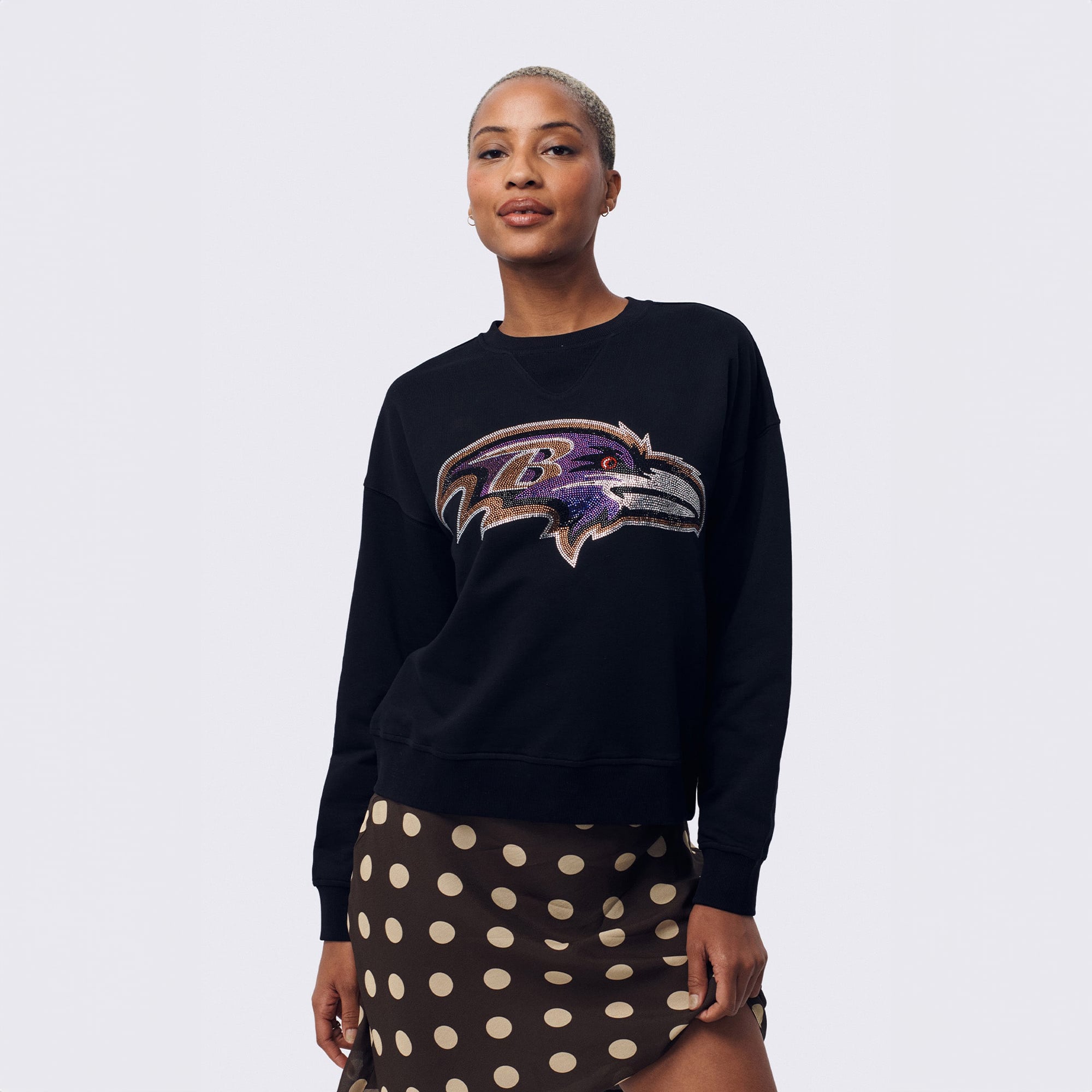 Sweat-shirt Terez noir pour femme avec logo en pierre précieuse des Ravens de Baltimore