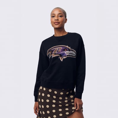  Baltimore Ravens Terez Women's Gemstone Logo Crew - Black