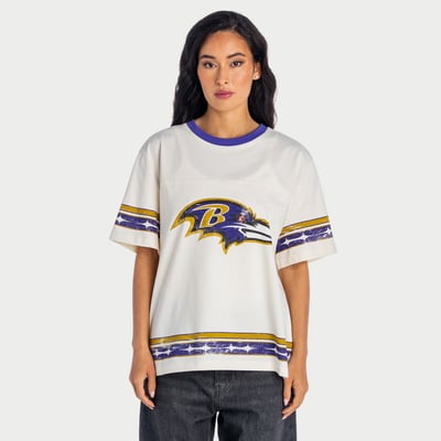  Baltimore Ravens The Wild Collective Women's Oversized Established Boyfriend T-Shirt - Cream