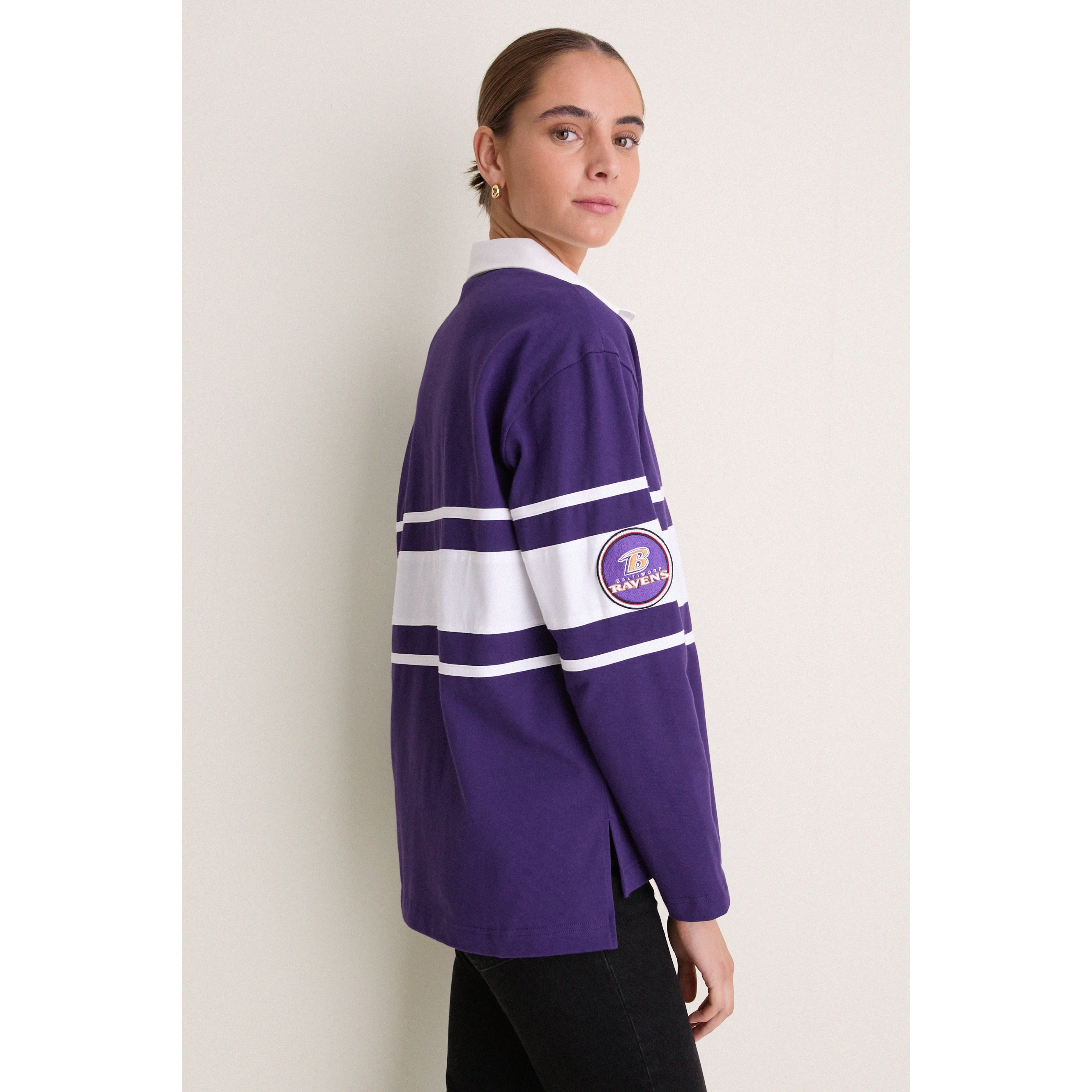 Polo de rugby à manches longues Tuckernuck violet Baltimore Ravens pour femme