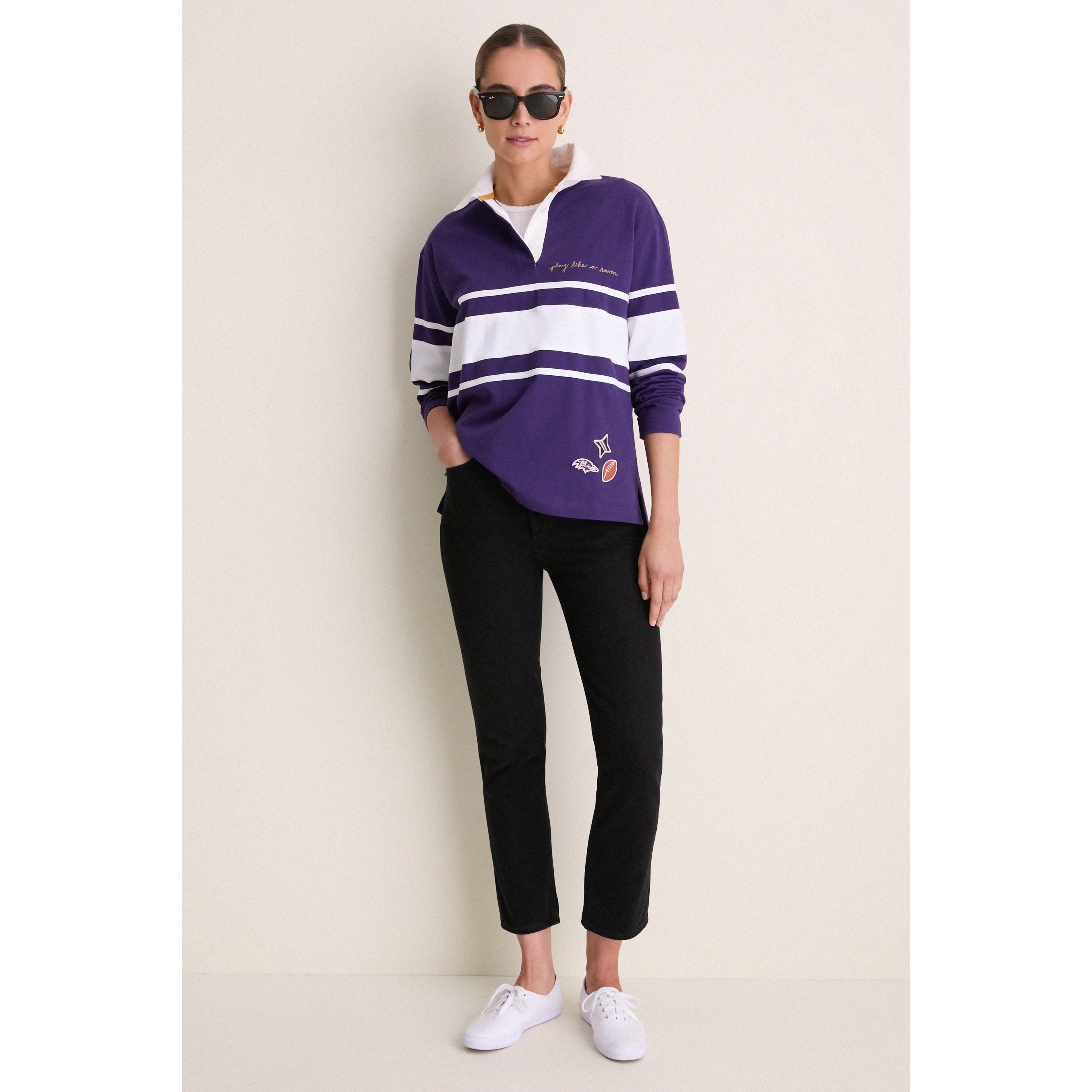 Polo de rugby à manches longues Tuckernuck violet Baltimore Ravens pour femme