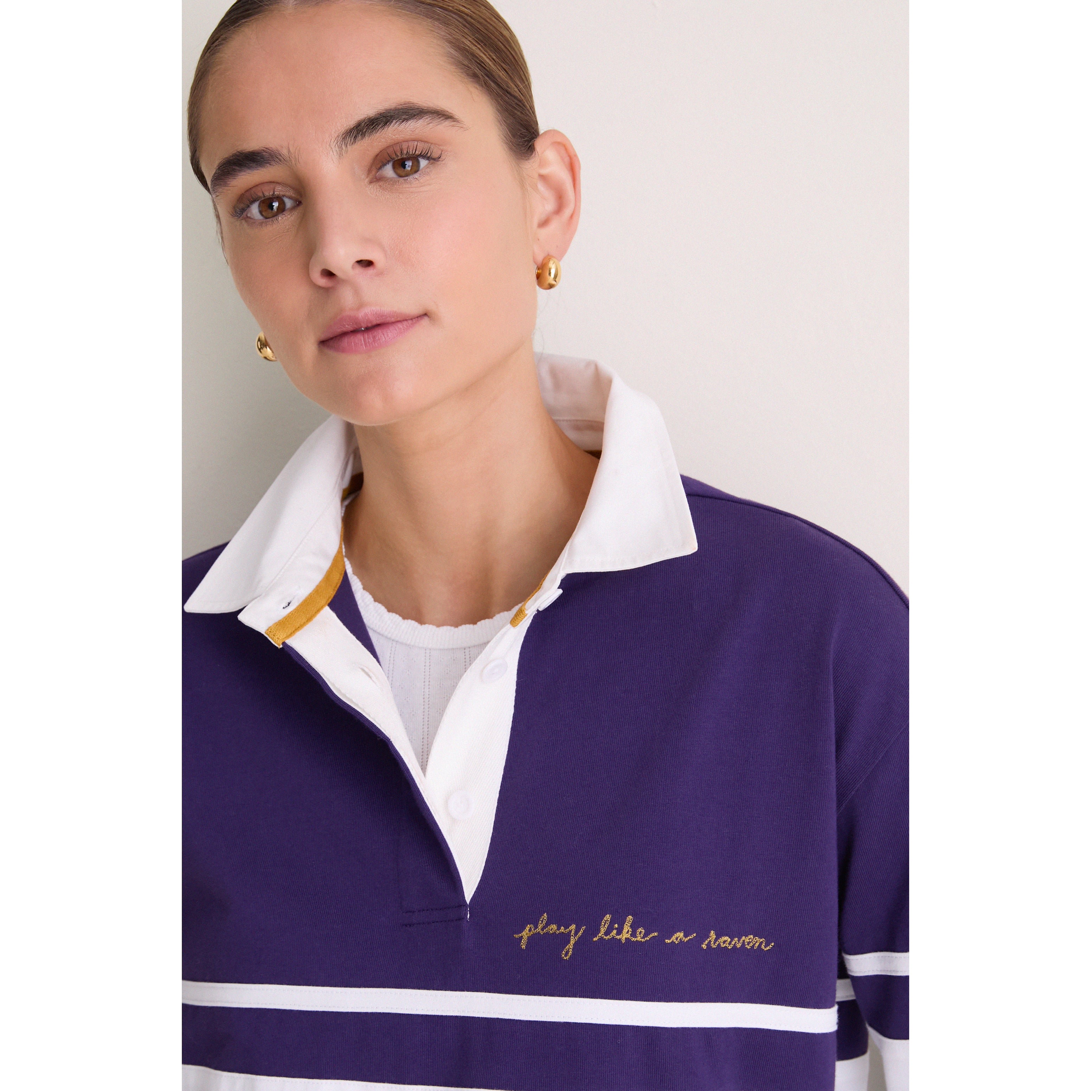 Polo de rugby à manches longues Tuckernuck violet Baltimore Ravens pour femme