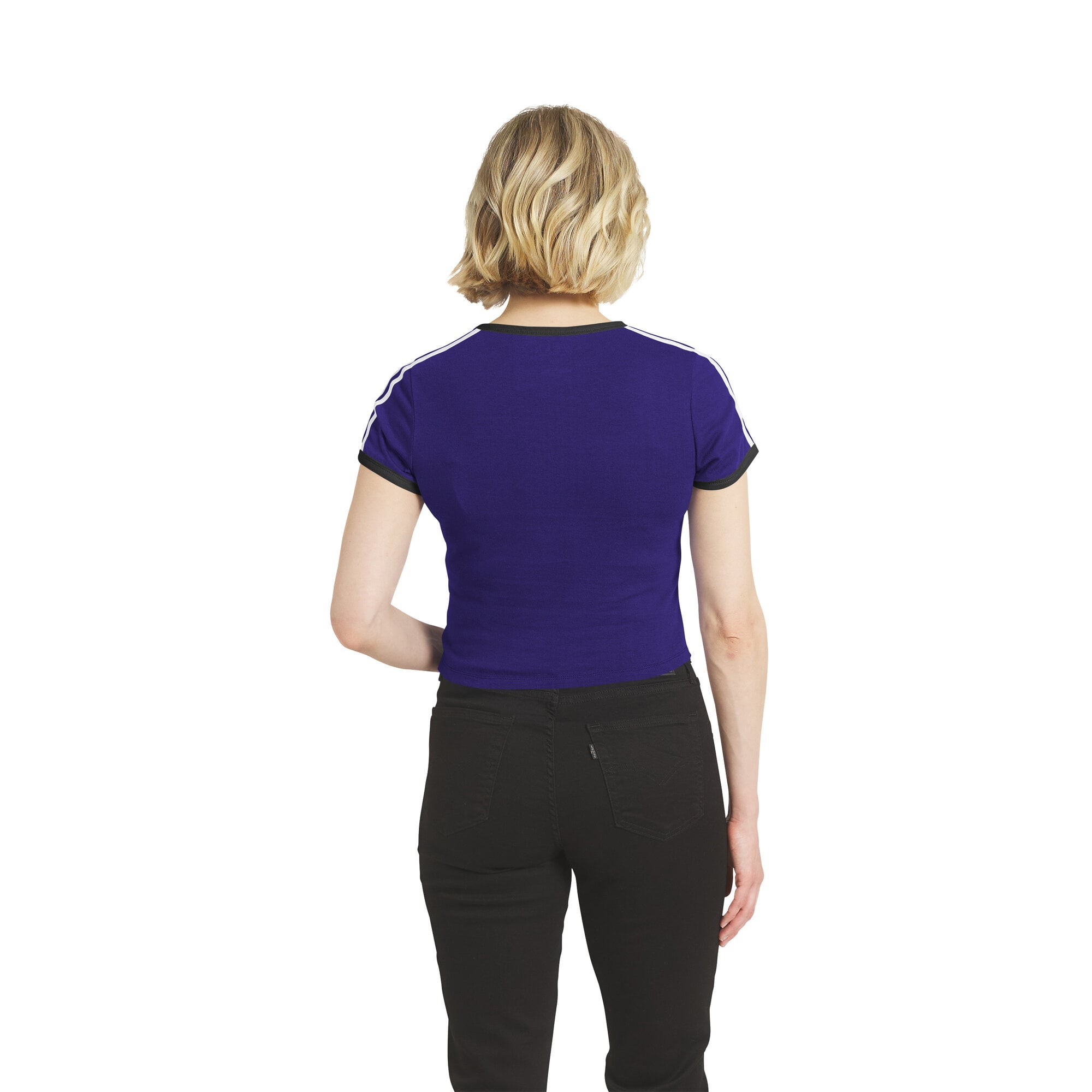 Women's WEAR by Erin Andrews Purple Baltimore Ravens Cropped Throwback Ringer Baby T-Shirt
