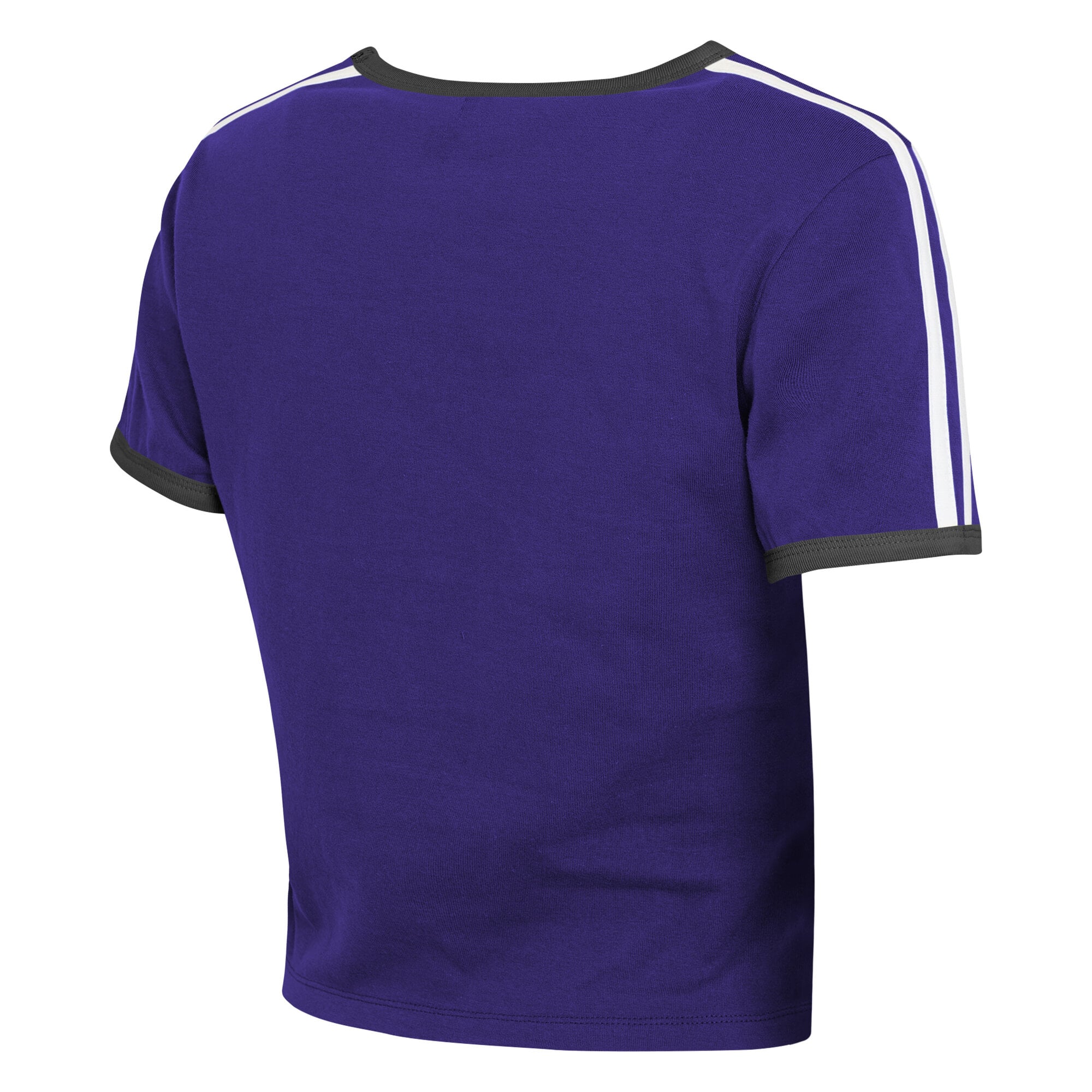Women's WEAR by Erin Andrews Purple Baltimore Ravens Cropped Throwback Ringer Baby T-Shirt