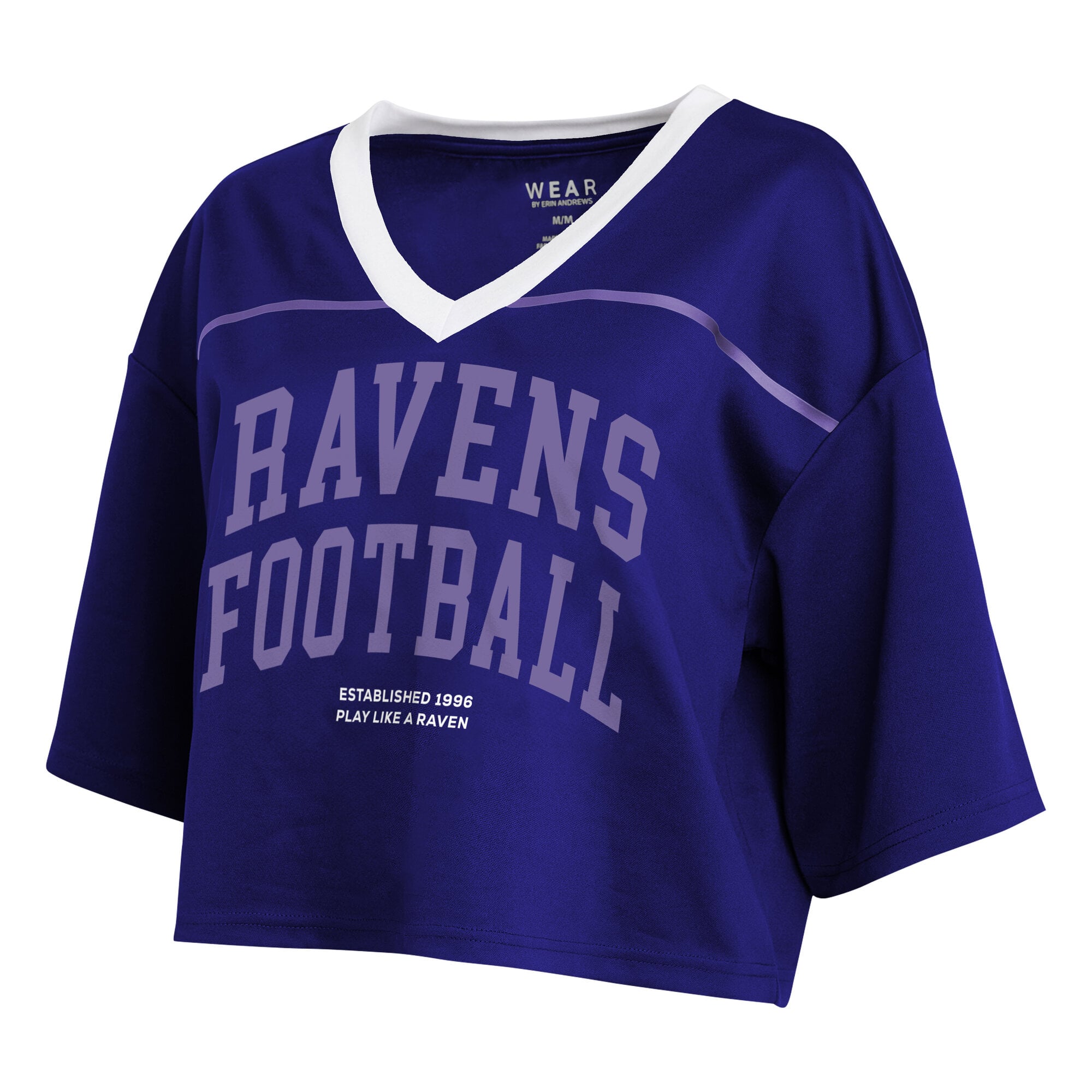 Women's WEAR by Erin Andrews  Purple Baltimore Ravens Cropped V-Neck Jersey T-Shirt
