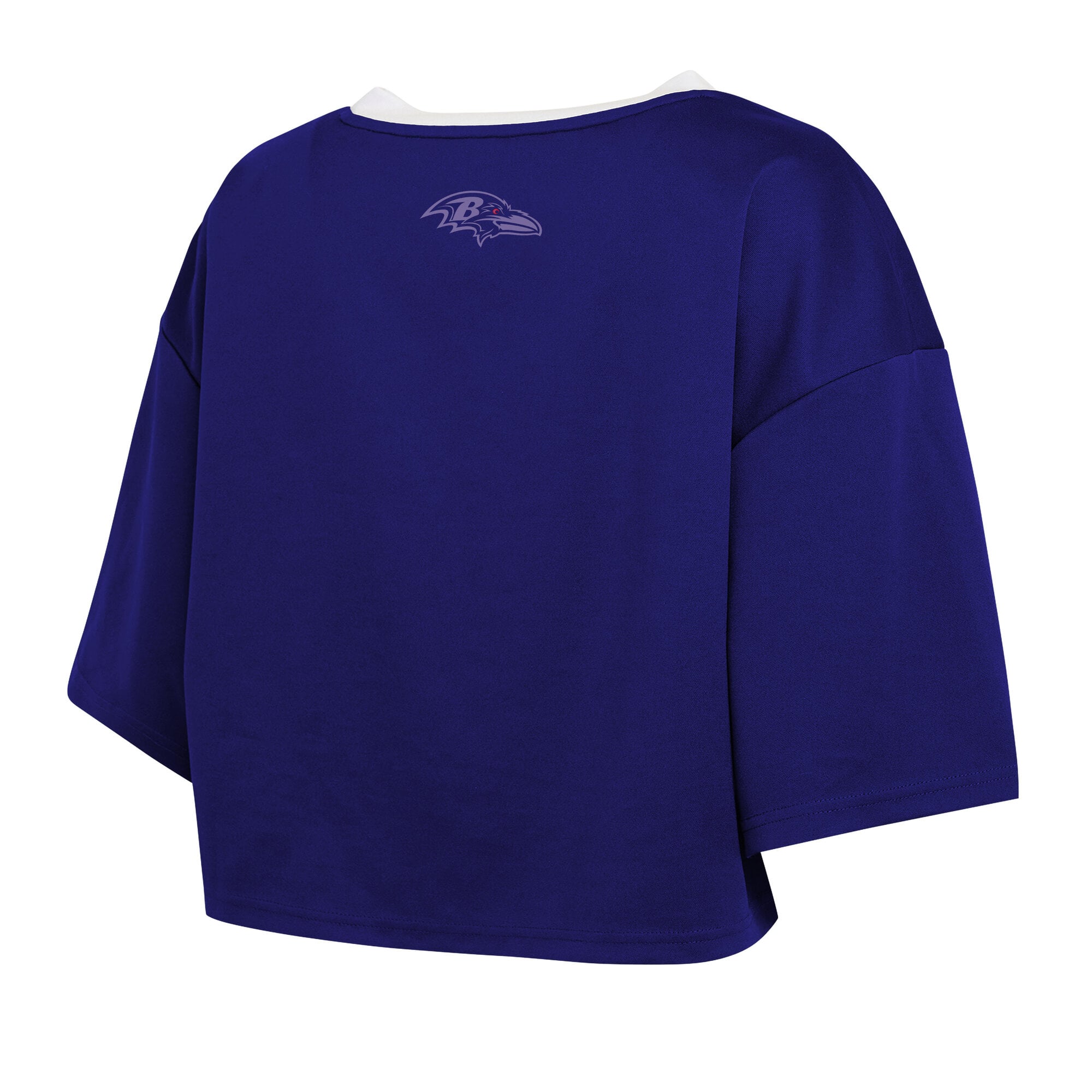 Women's WEAR by Erin Andrews  Purple Baltimore Ravens Cropped V-Neck Jersey T-Shirt