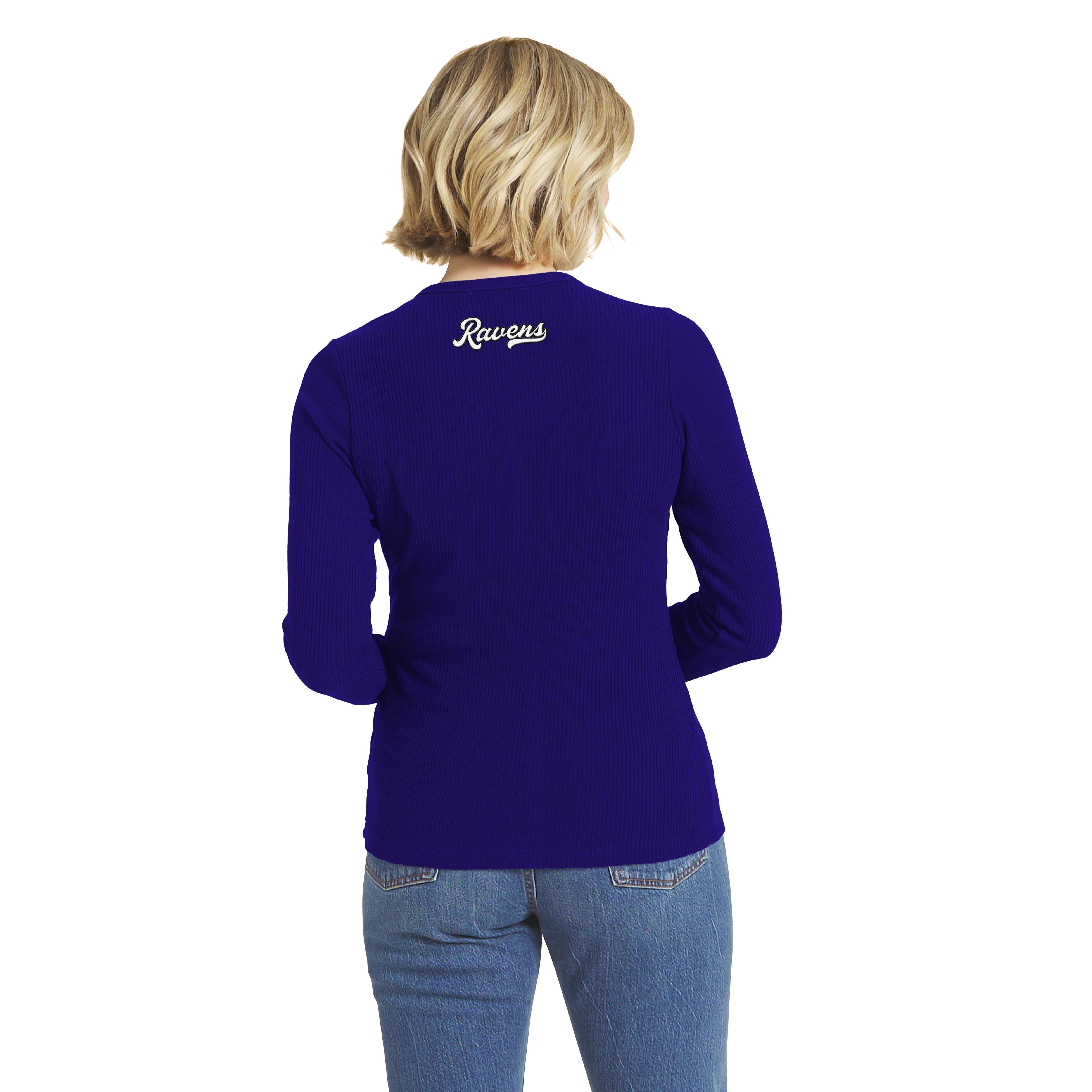 Women's WEAR by Erin Andrews  Purple Baltimore Ravens Ribbed Full-Button Cardigan Sweater