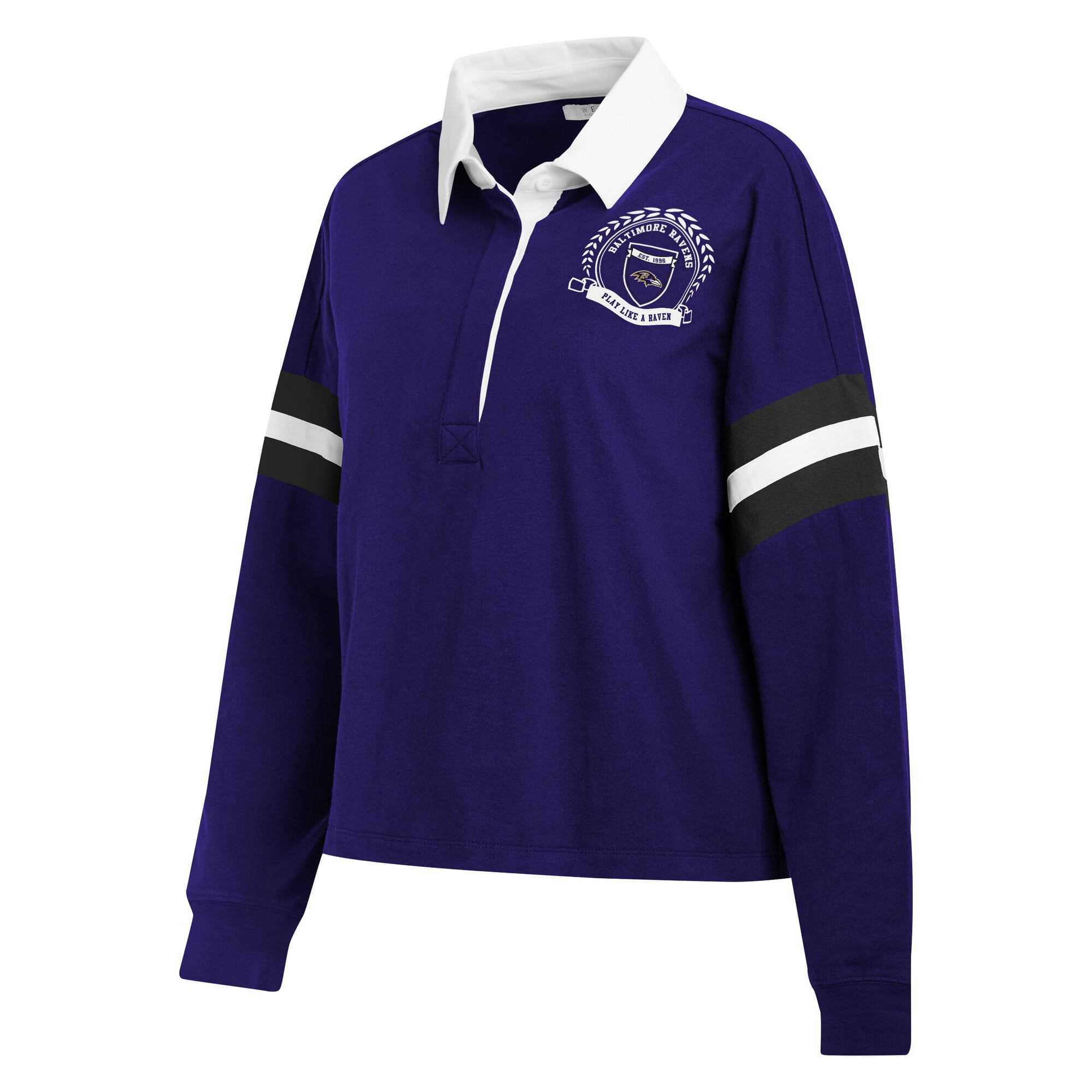 T-shirt à manches longues violet Baltimore Ravens Rugby de la marque WEAR by Erin Andrews pour femmes