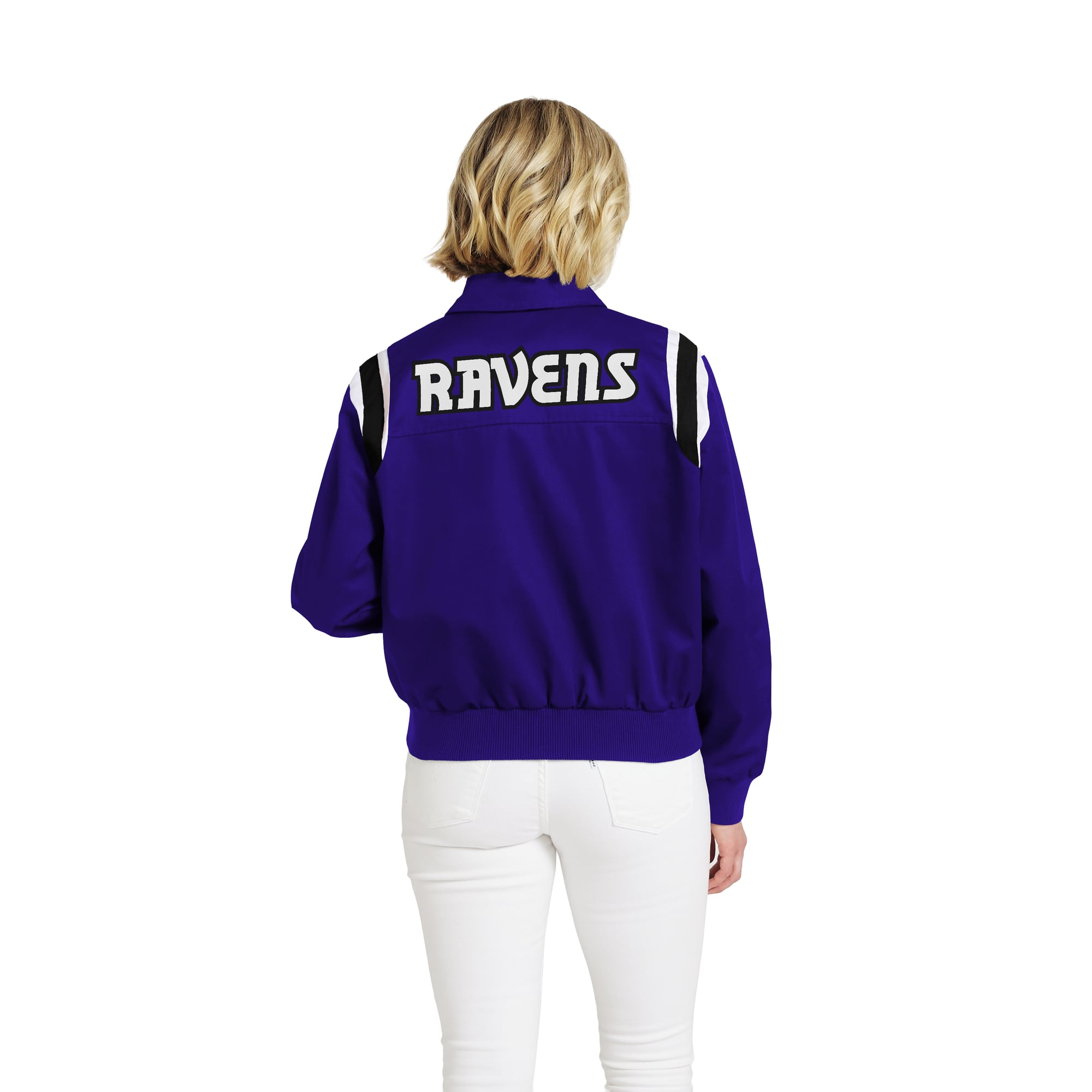 Veste zippée intégrale en sergé à rayures violettes Baltimore Ravens pour femme de la marque WEAR by Erin Andrews