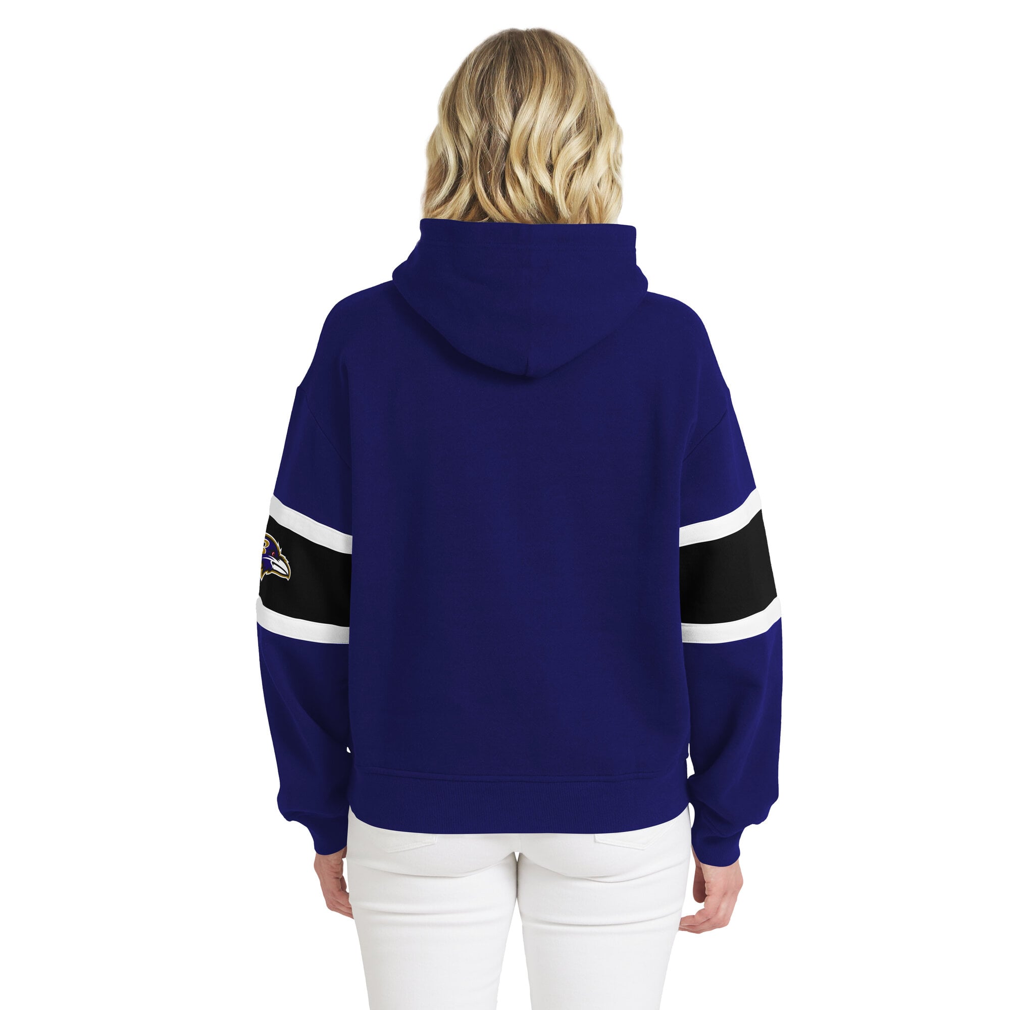 Sweat à capuche rayé violet Baltimore Ravens pour femme de la marque WEAR by Erin Andrews