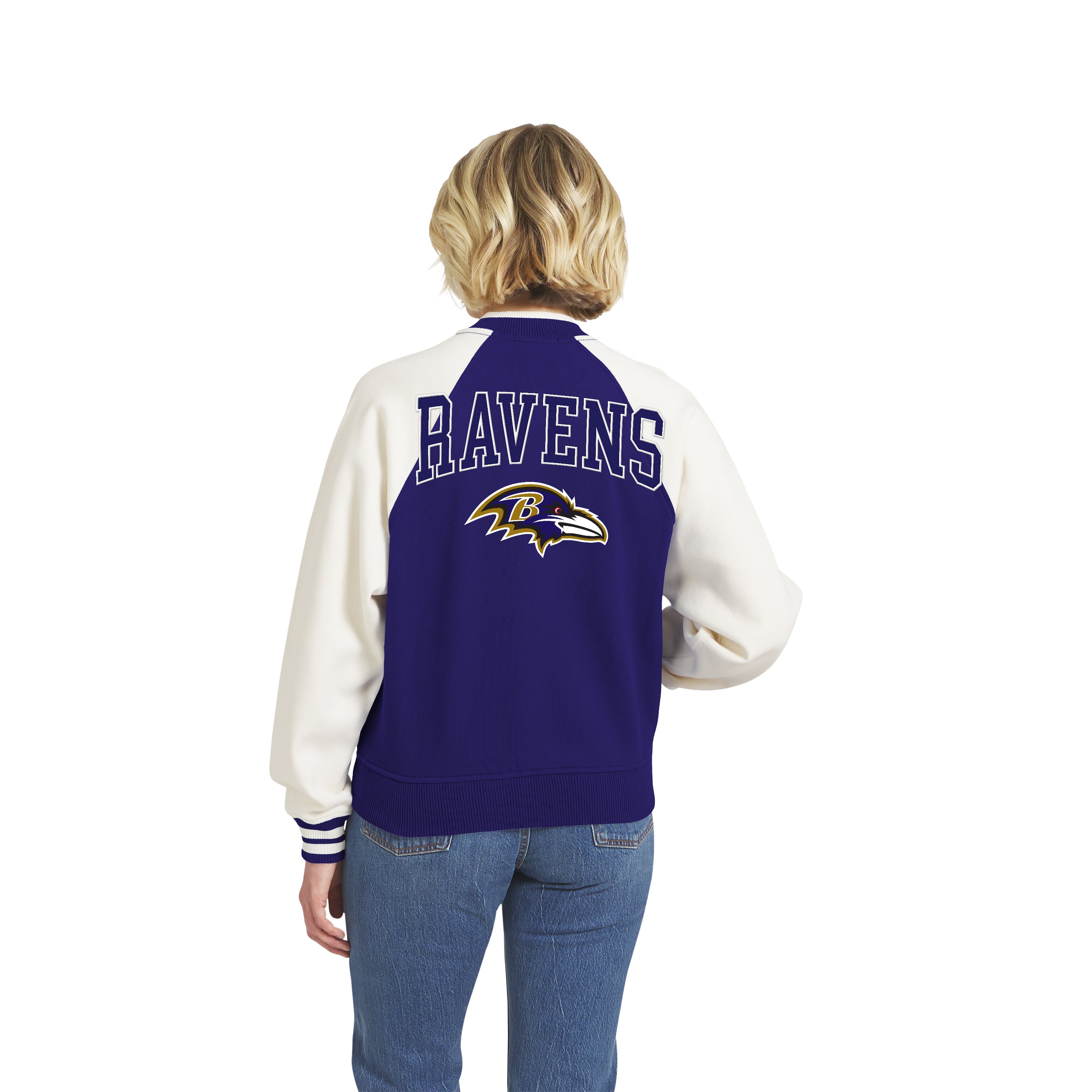 Veste polaire raglan zippée intégrale violette style rétro Baltimore Ravens pour femme de la marque WEAR by Erin Andrews