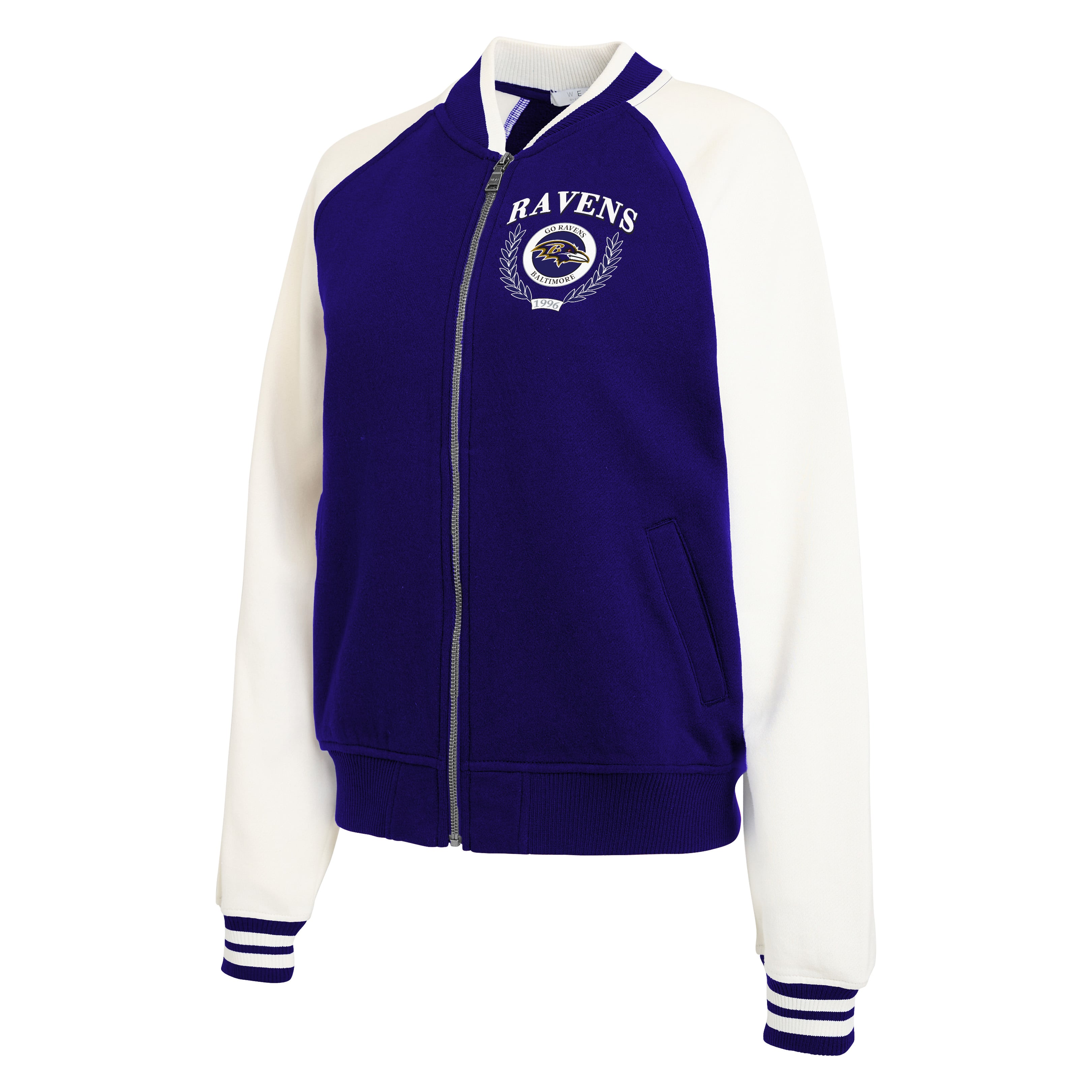 Veste polaire raglan zippée intégrale violette style rétro Baltimore Ravens pour femme de la marque WEAR by Erin Andrews