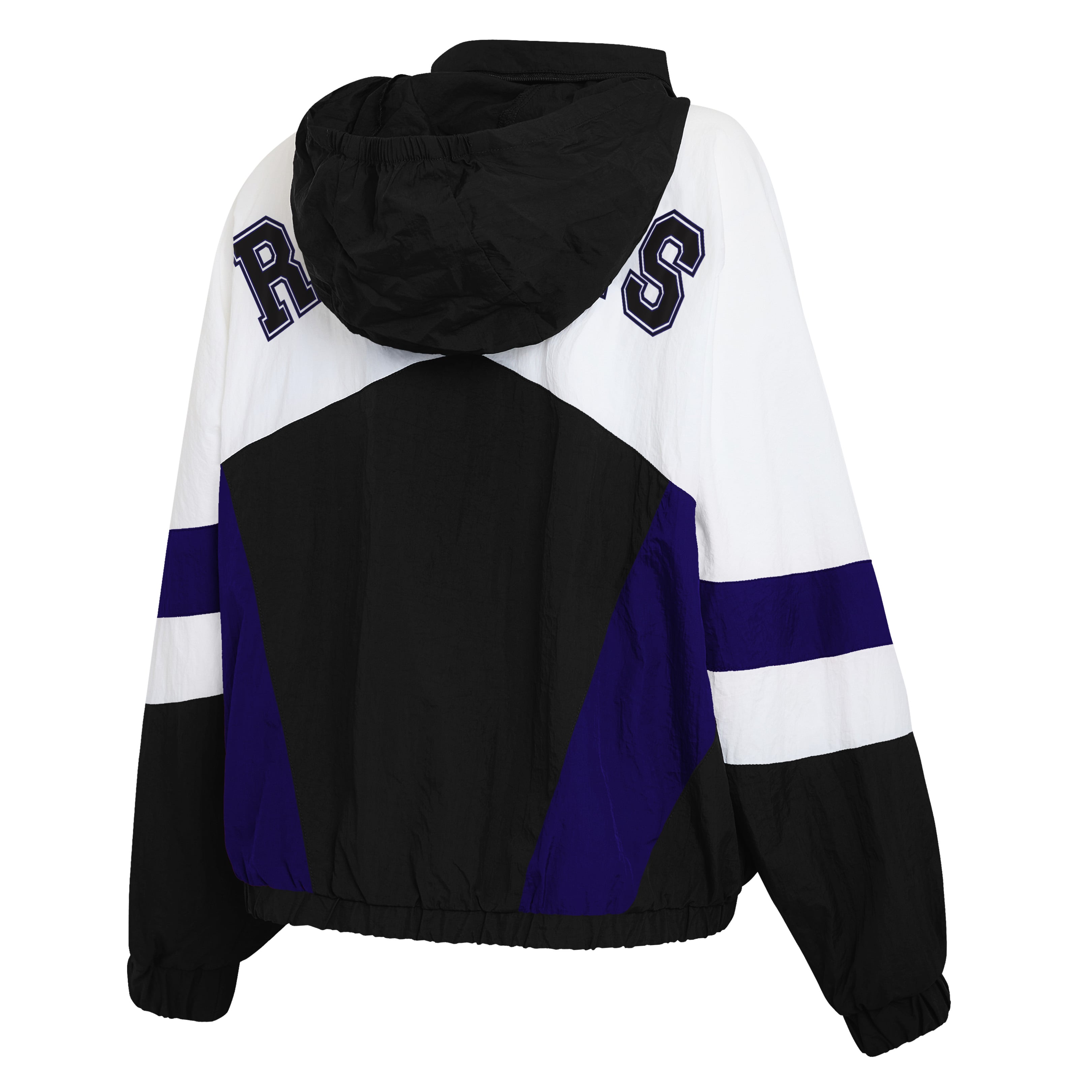 Women's WEAR by Erin Andrews White/Black Baltimore Ravens Crinkle Full-Snap Hooded Windbreaker Jacket