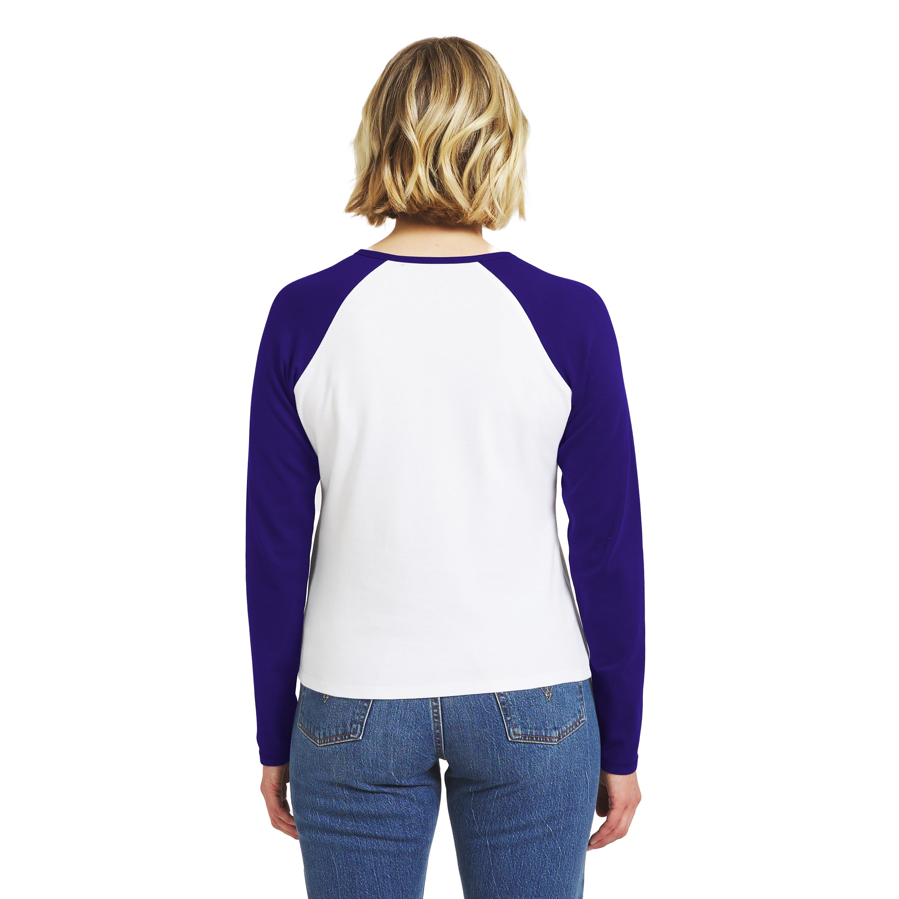 Women's WEAR by Erin Andrews White/Purple Baltimore Ravens Henley Long Sleeve Raglan T-Shirt
