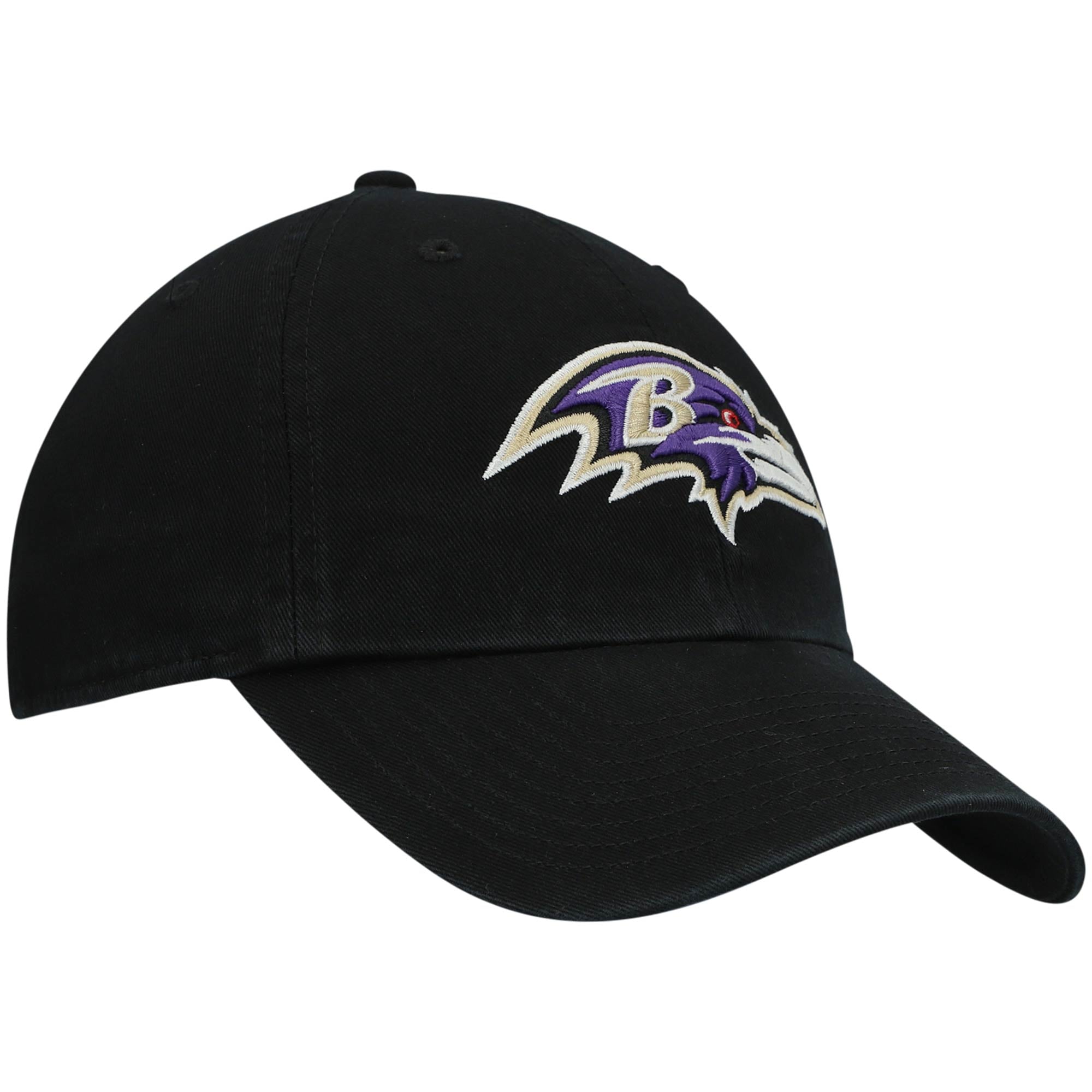 Youth '47 Black Baltimore Ravens Logo Clean Up Adjustable Hat