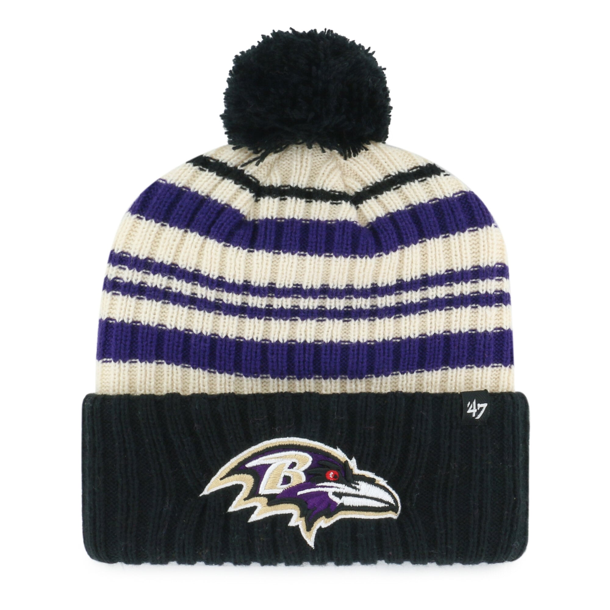 Bonnet à revers noir Baltimore Ravens Snow Fort pour enfant