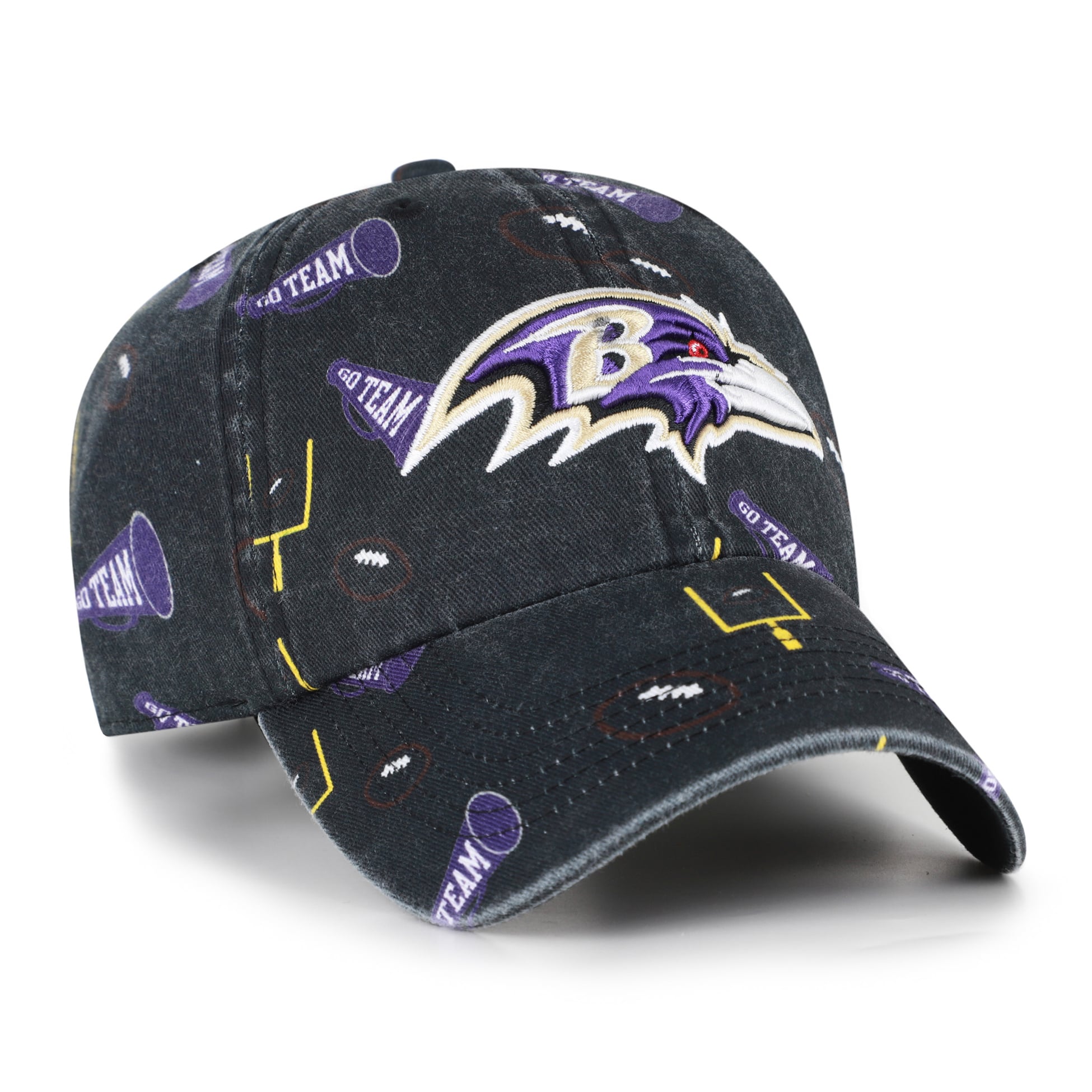 Youth '47  Black Baltimore Ravens Stomping Ground Clean Up Adjustable Hat