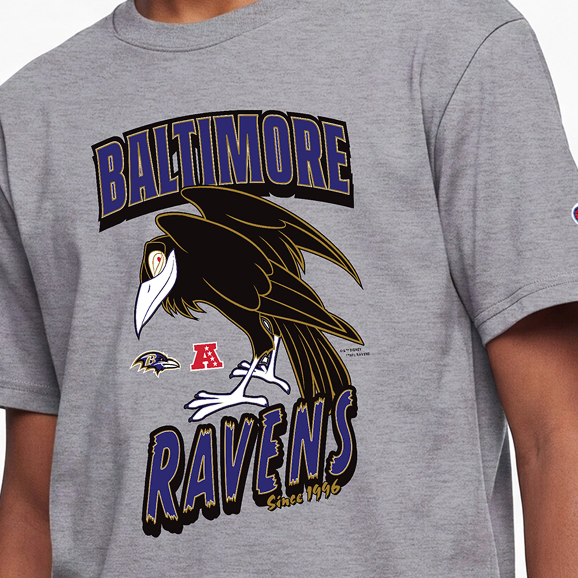 T-shirt Disney x Champion pour enfant, gris chiné, Baltimore Ravens Diablo