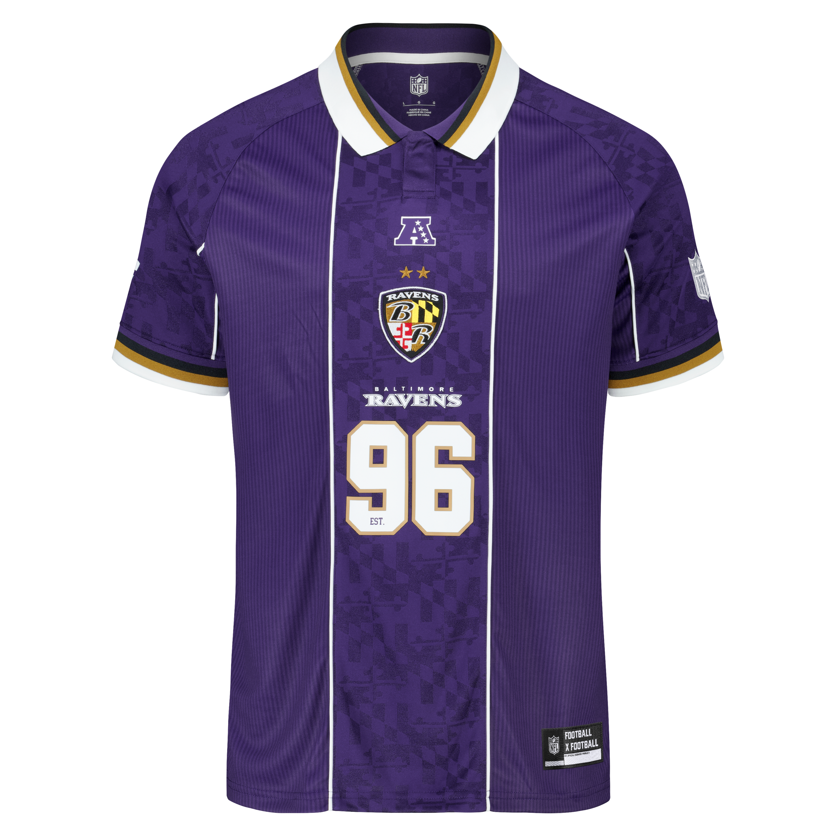 Youth Fanatics Purple Baltimore Ravens Football x Collared Fan Top