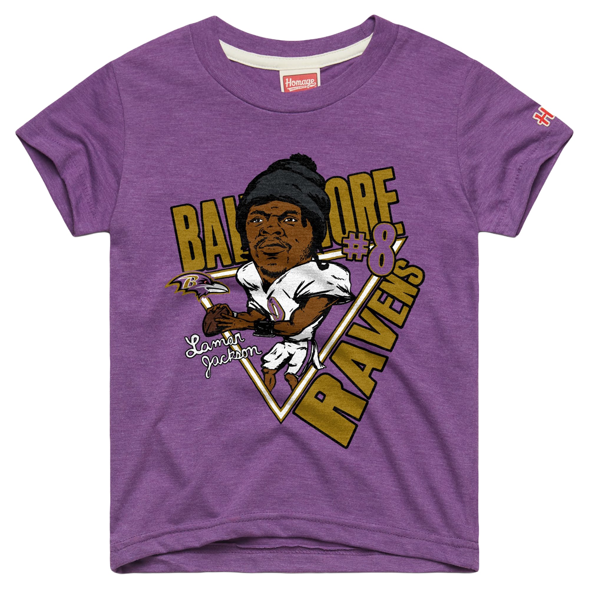 T-shirt violet hommage à Lamar Jackson, fan des Ravens de Baltimore, pour jeunes