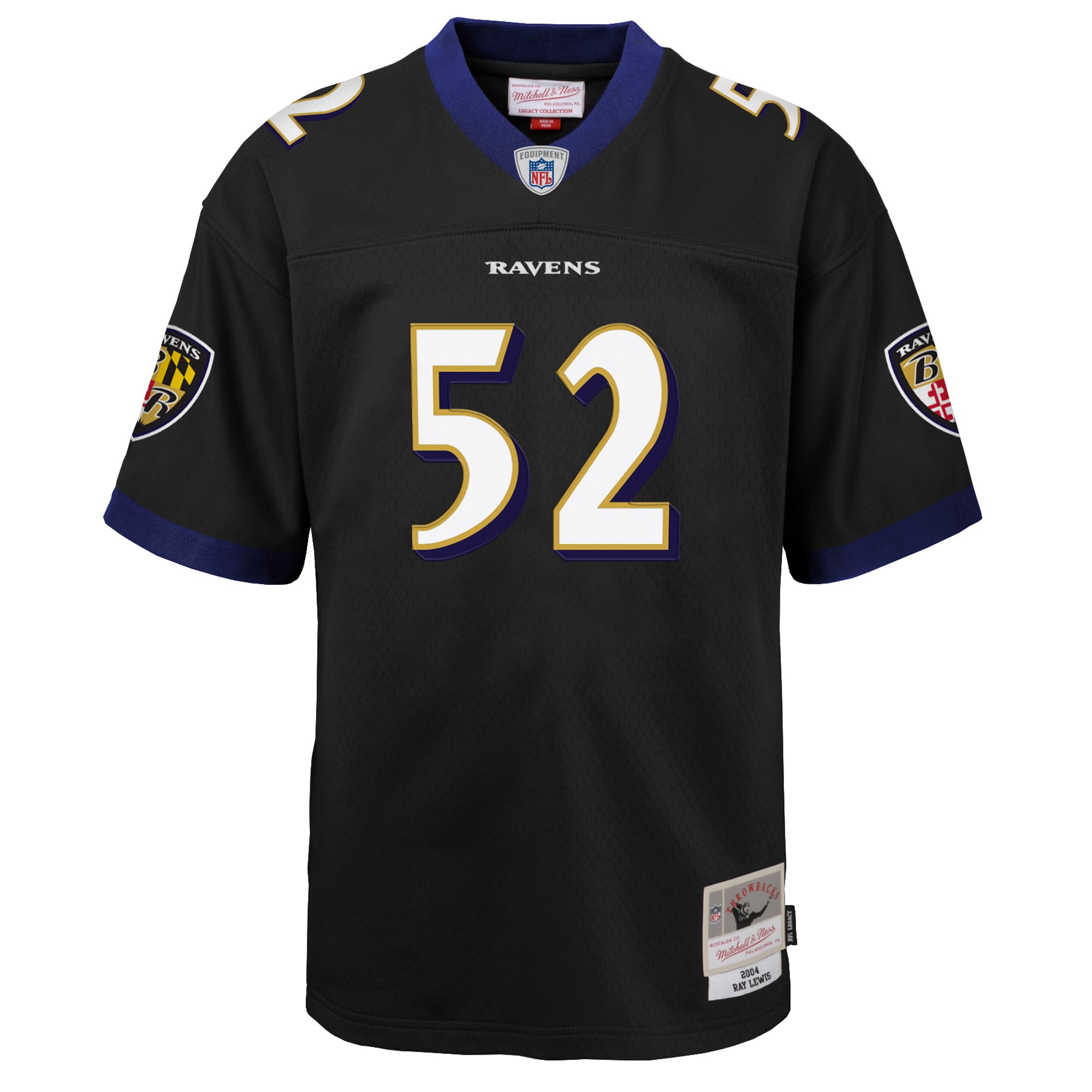 Maillot de joueur Mitchell & Ness Ray Lewis noir des Ravens Baltimore 2004 Legacy pour enfant