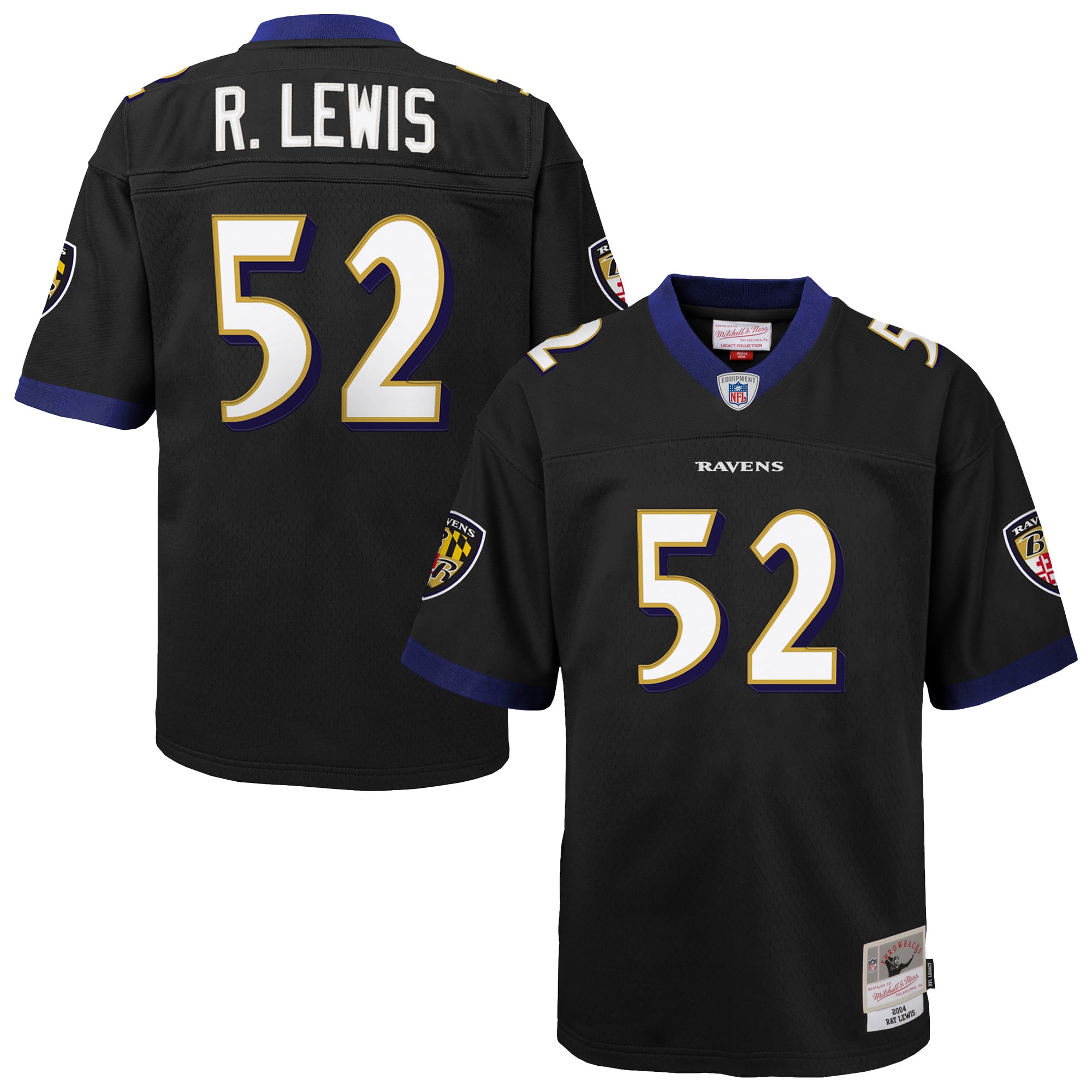 Maillot de joueur Mitchell & Ness Ray Lewis noir des Ravens Baltimore 2004 Legacy pour enfant