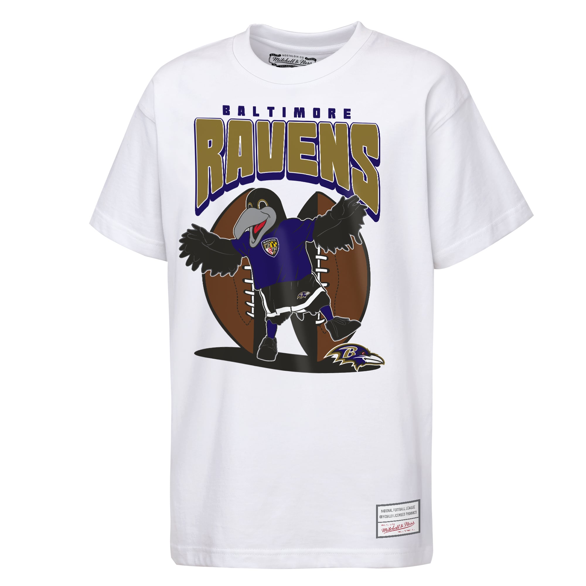 T-shirt Mitchell & Ness blanc Baltimore Ravens Mascot Mania pour enfants