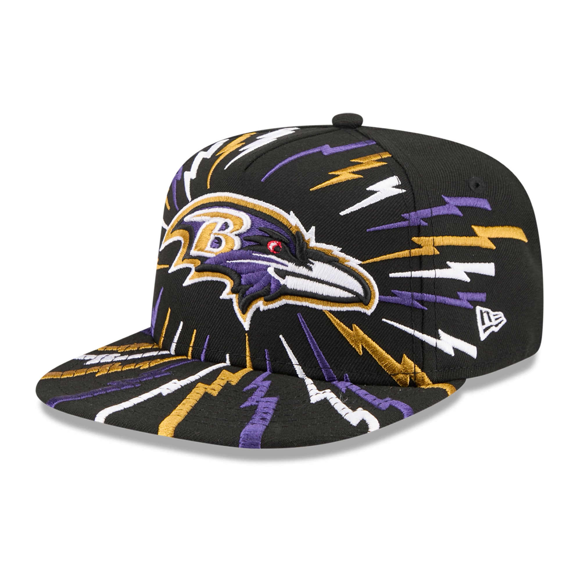 Youth New Era Black Baltimore Ravens Bolt A-Frame 9FIFTY Snapback Hat