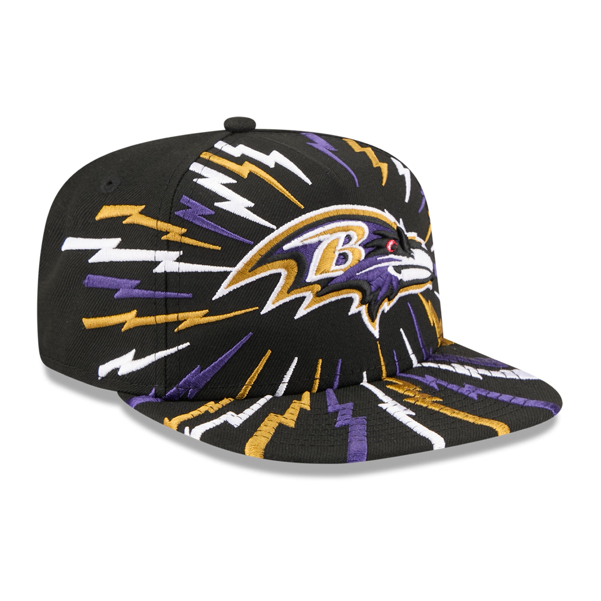 Youth New Era Black Baltimore Ravens Bolt A-Frame 9FIFTY Snapback Hat