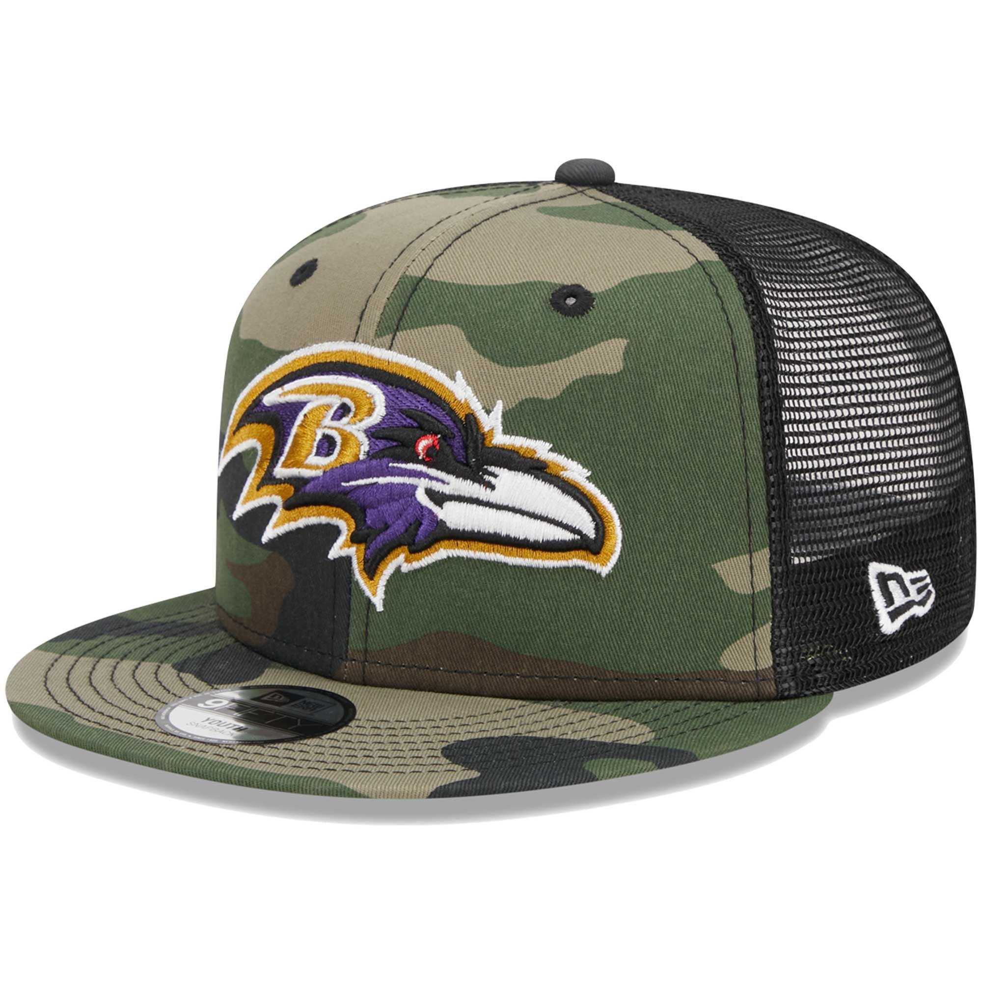 Casquette New Era Camo Baltimore Ravens Main Trucker 9FIFTY Snapback pour jeune