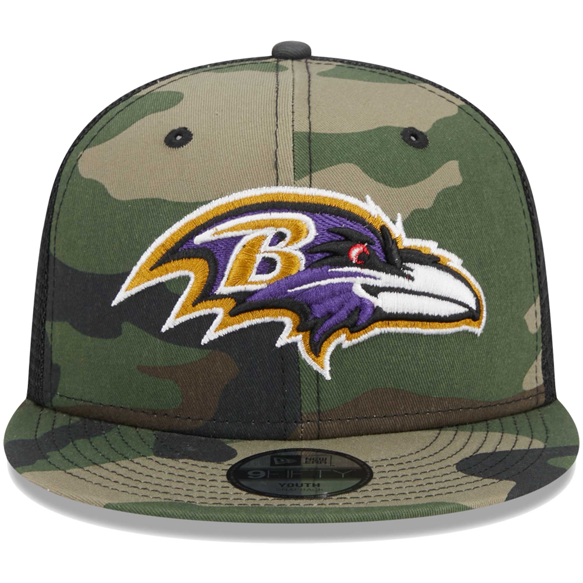Casquette New Era Camo Baltimore Ravens Main Trucker 9FIFTY Snapback pour jeune