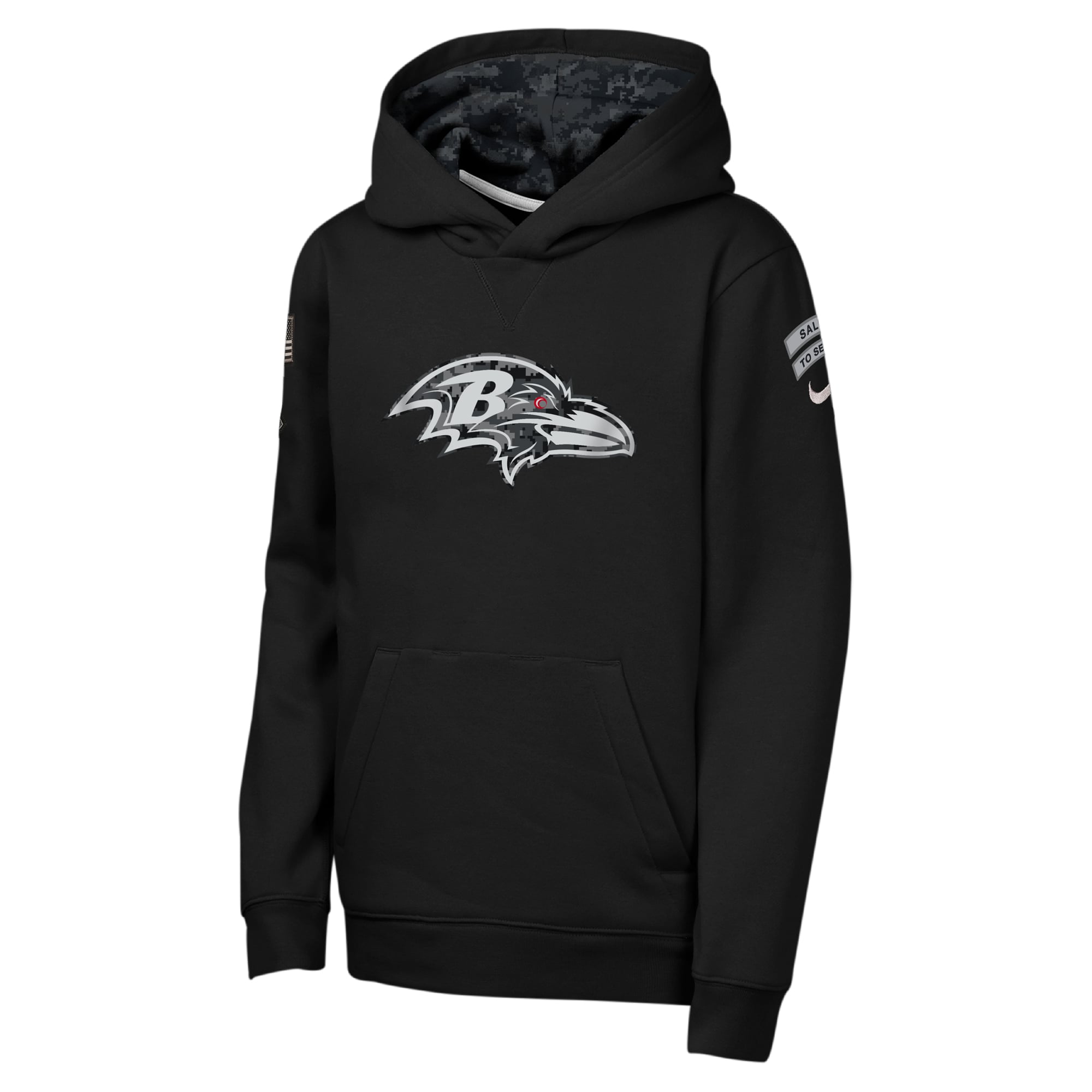 Sweat à capuche polaire Nike Baltimore Ravens 2026 Salute to Service Club pour jeunes, noir