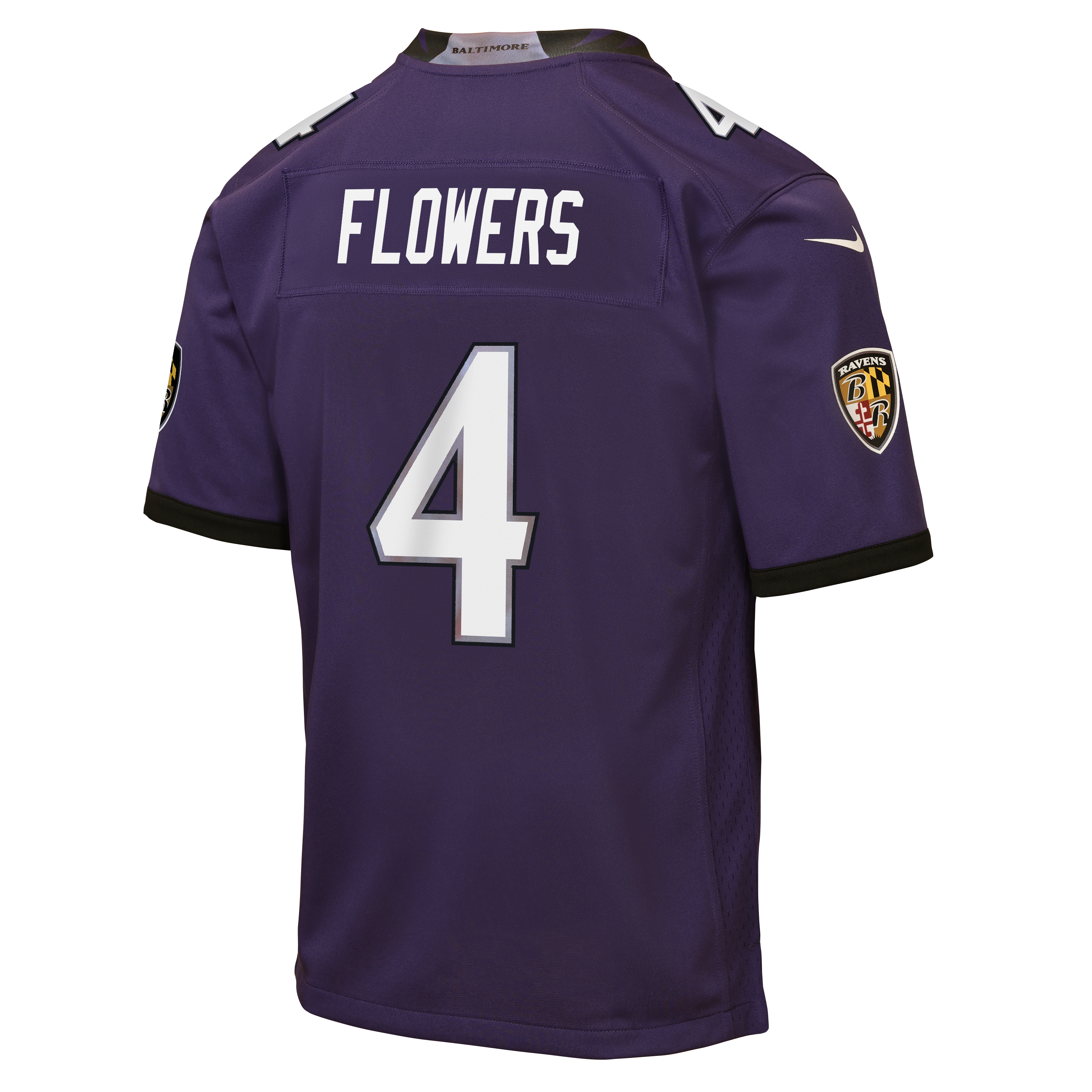 Maillot de match Nike Zay Flowers violet pour enfant des Ravens Baltimore