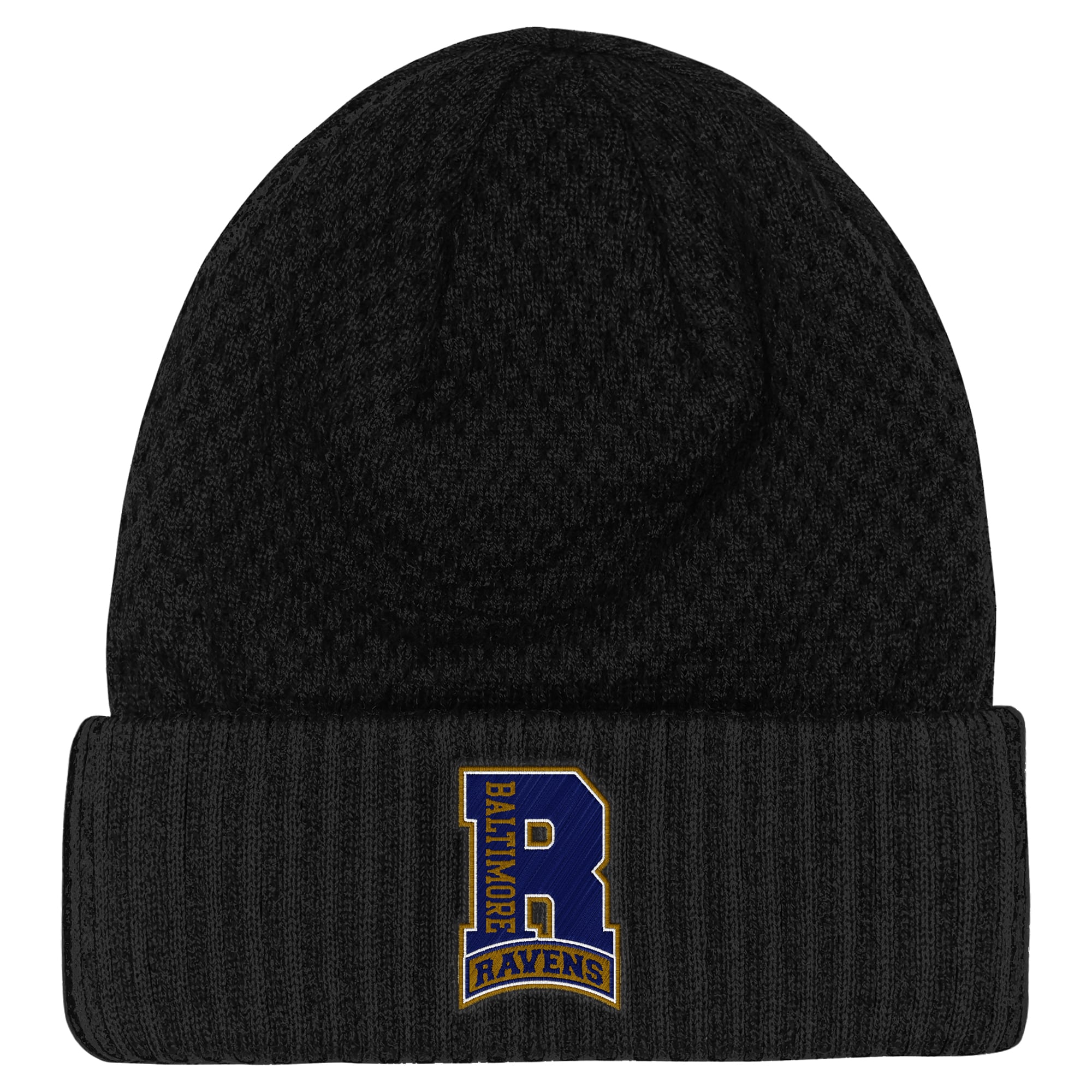 Bonnet tricoté à revers noir Baltimore Ravens pour enfant