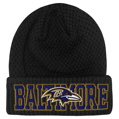 Baltimore Ravens Outerstuff Youth Heat Check Cuffed Knit Hat - Black