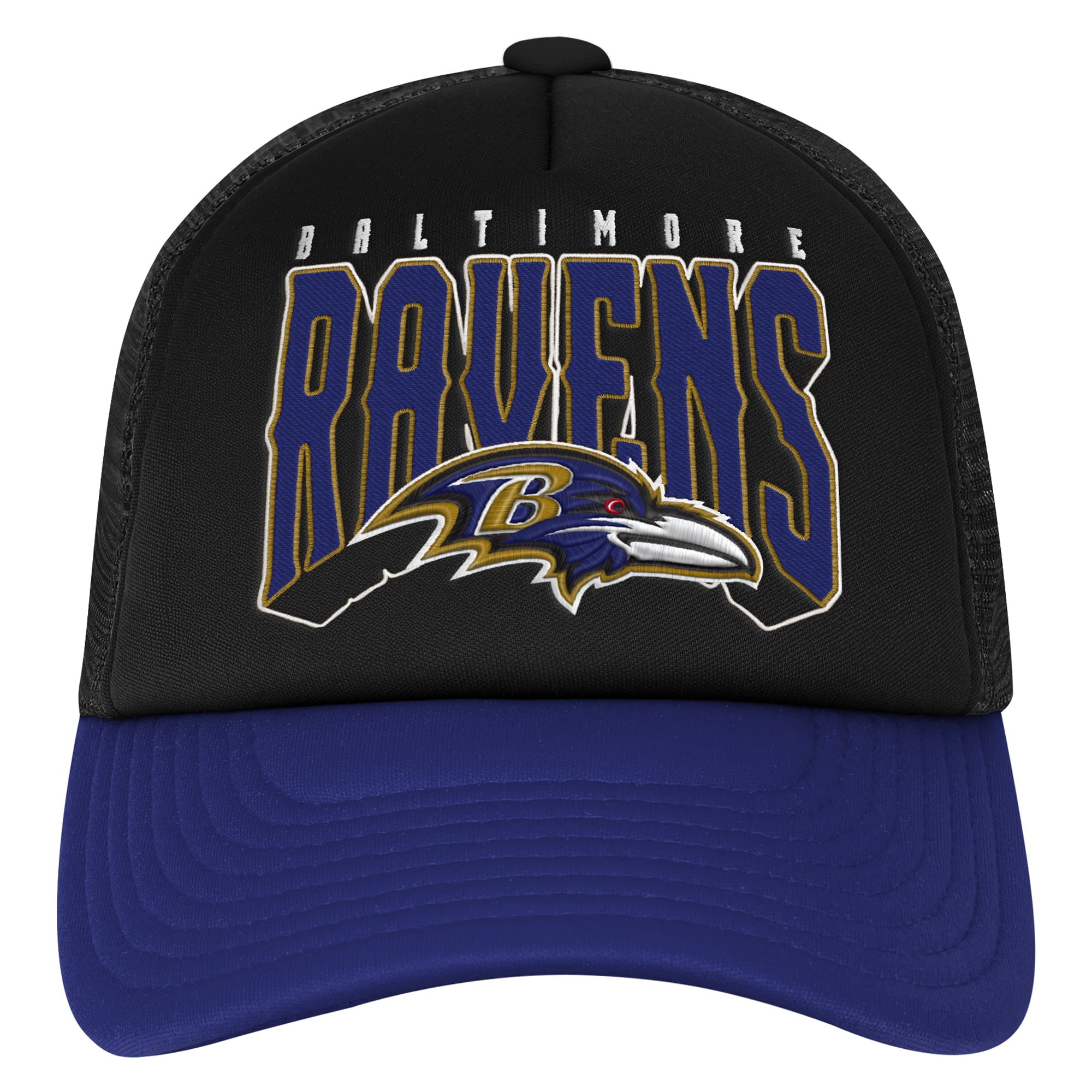 Youth Outerstuff Black/Purple Baltimore Ravens Handoff Foam Adjustable Trucker Hat