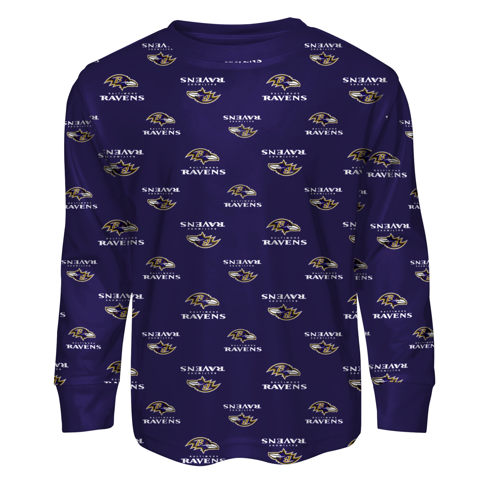 Youth Outerstuff Purple Baltimore Ravens All-Over-Print Long Sleeve T-Shirt and Pants Sleep Set
