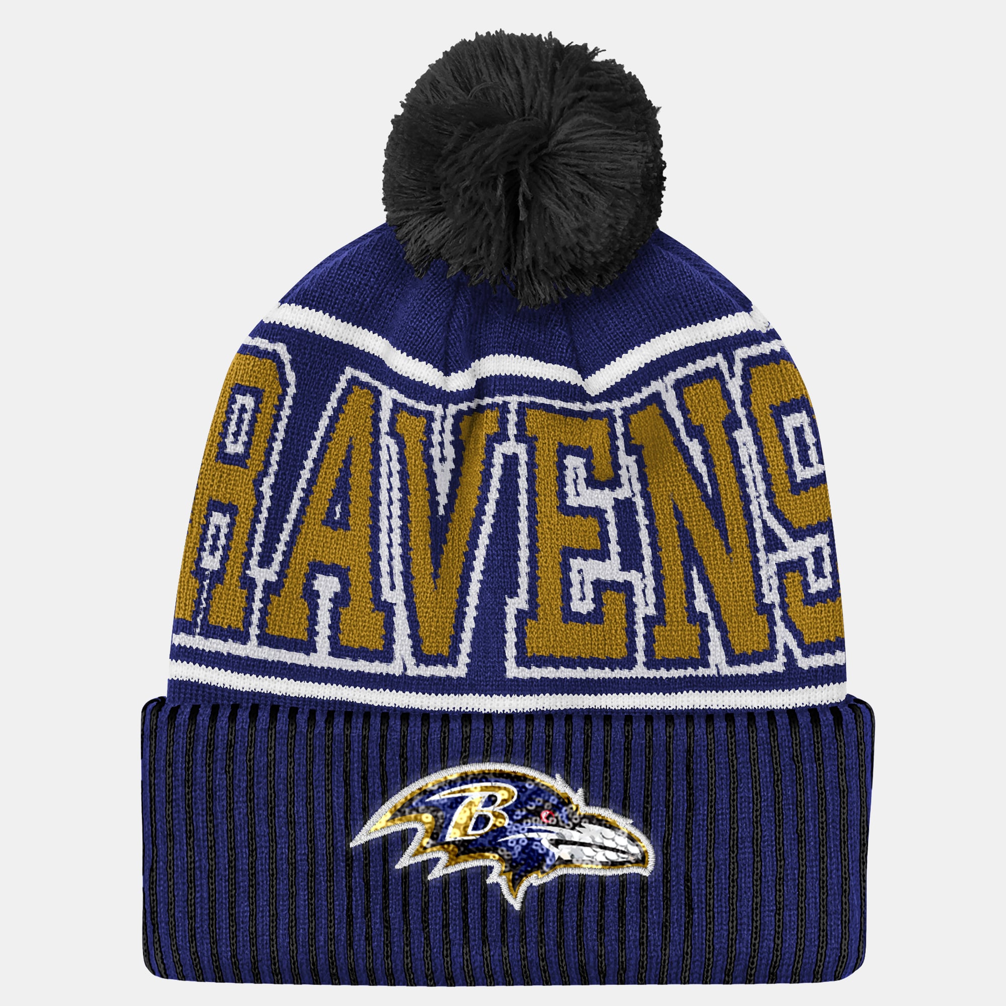 Youth Outerstuff Purple Baltimore Ravens Highlight Cuffed Knit Hat with Pom
