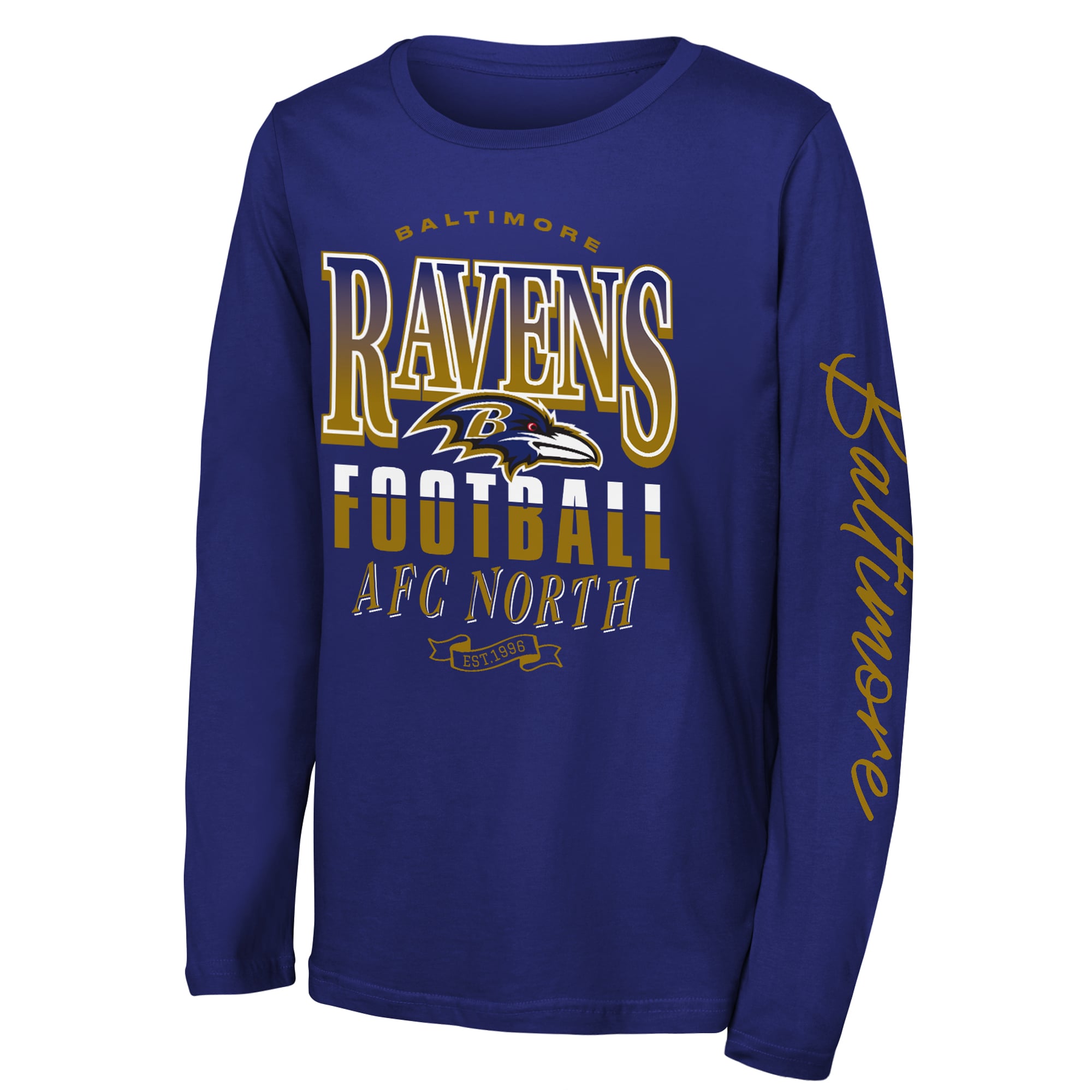T-shirt à manches longues violet Baltimore Ravens Real Ones pour jeunes de la marque Outerstuff