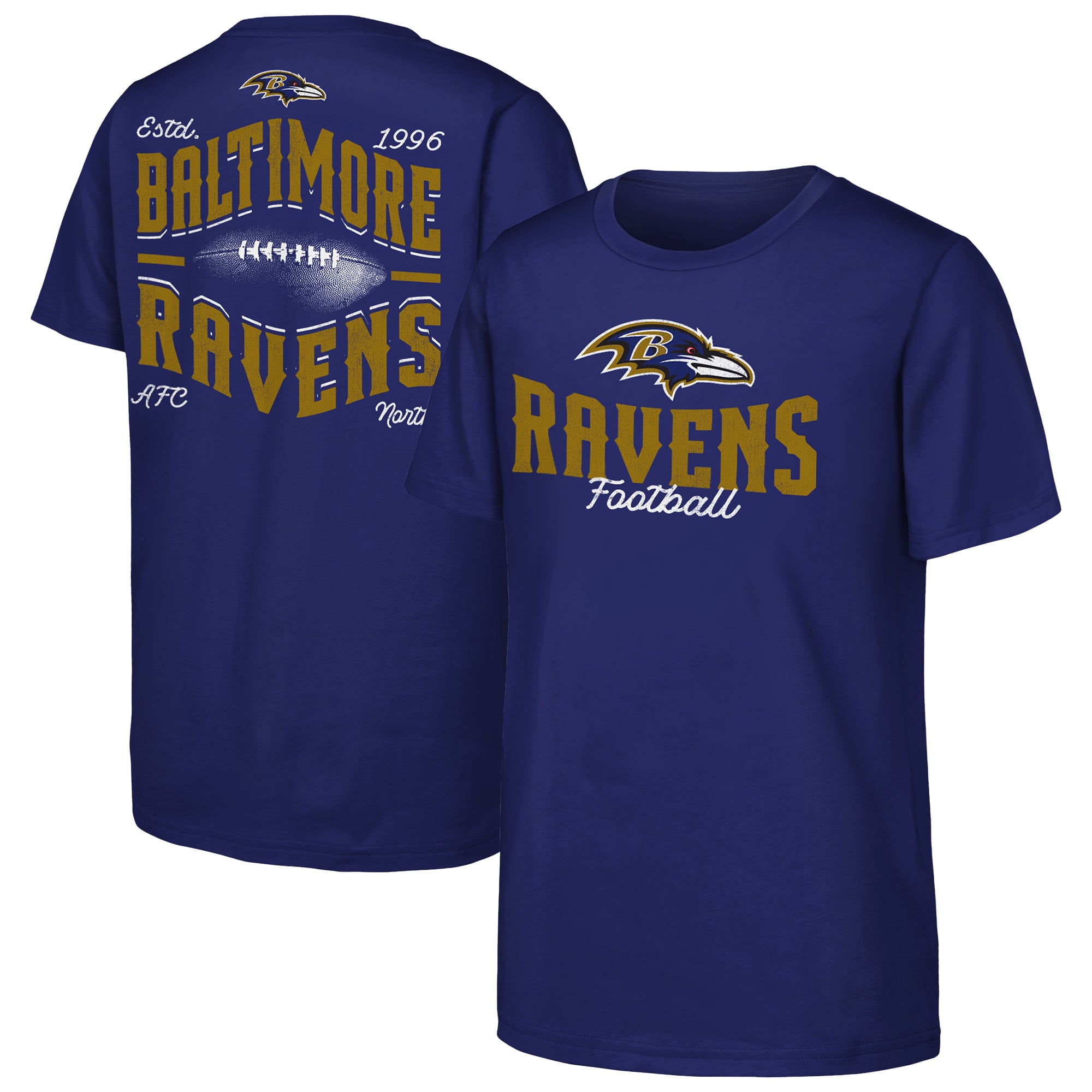 T-shirt Outerstuff violet pour jeunes, choix des Ravens de Baltimore