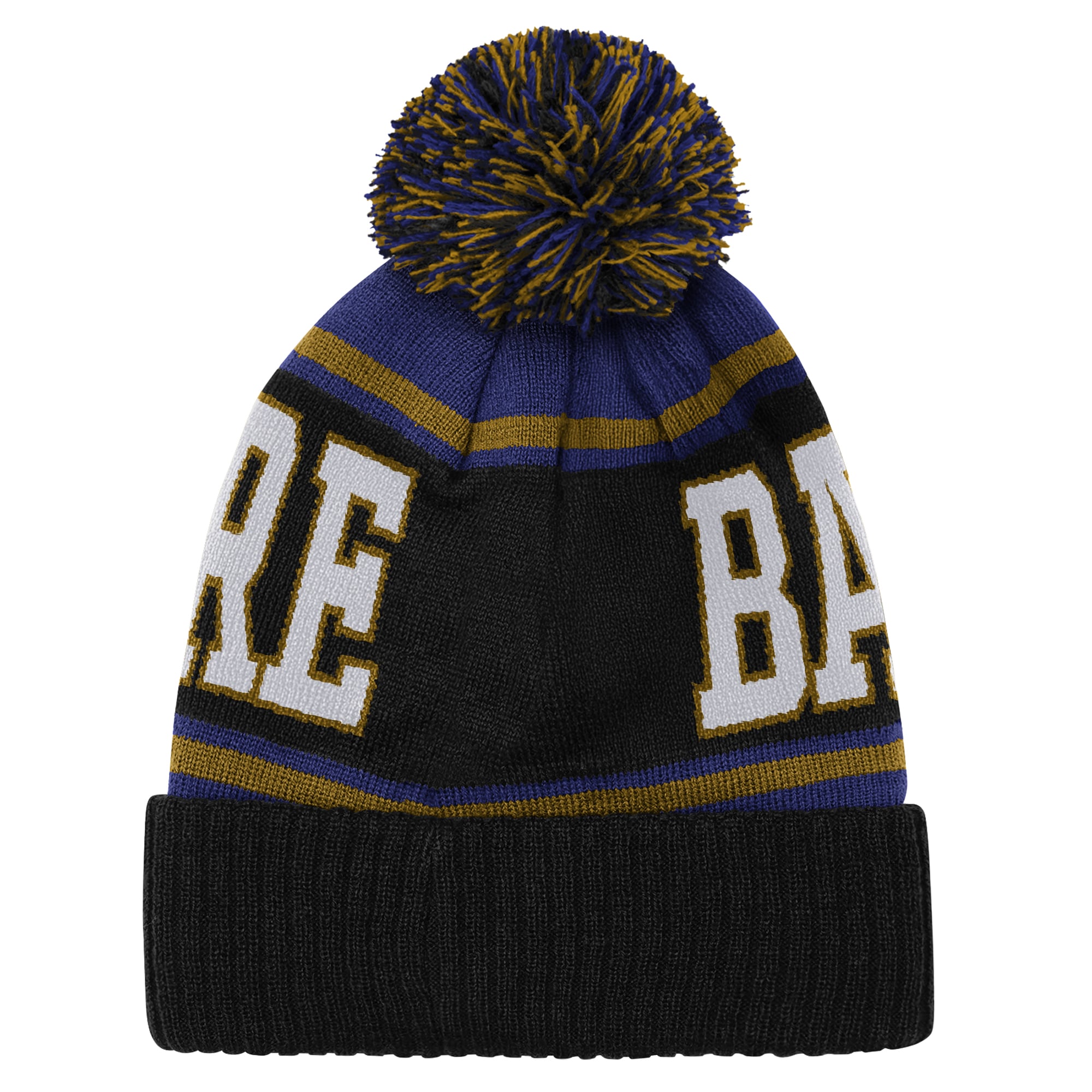 Youth Outerstuff Purple Baltimore Ravens True Edge Cuffed Knit Hat with Pom